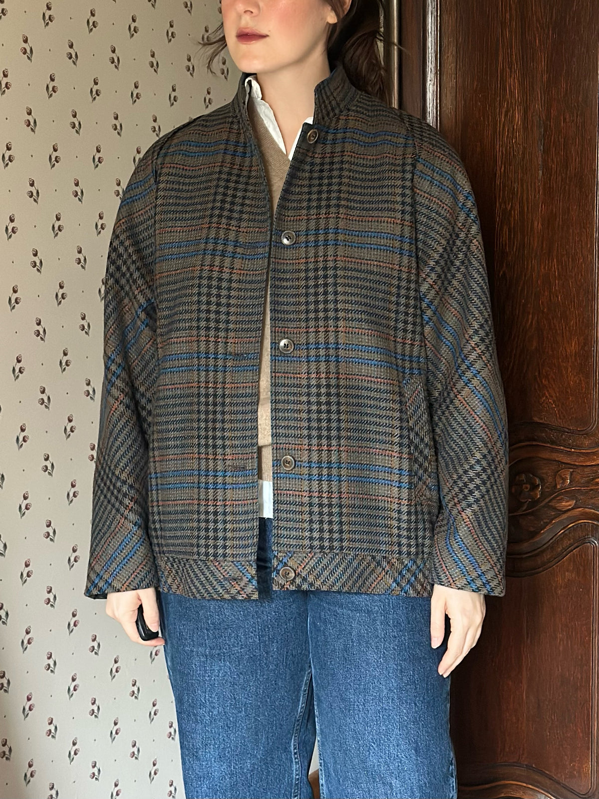 Tartan Wool Bomber Jacket