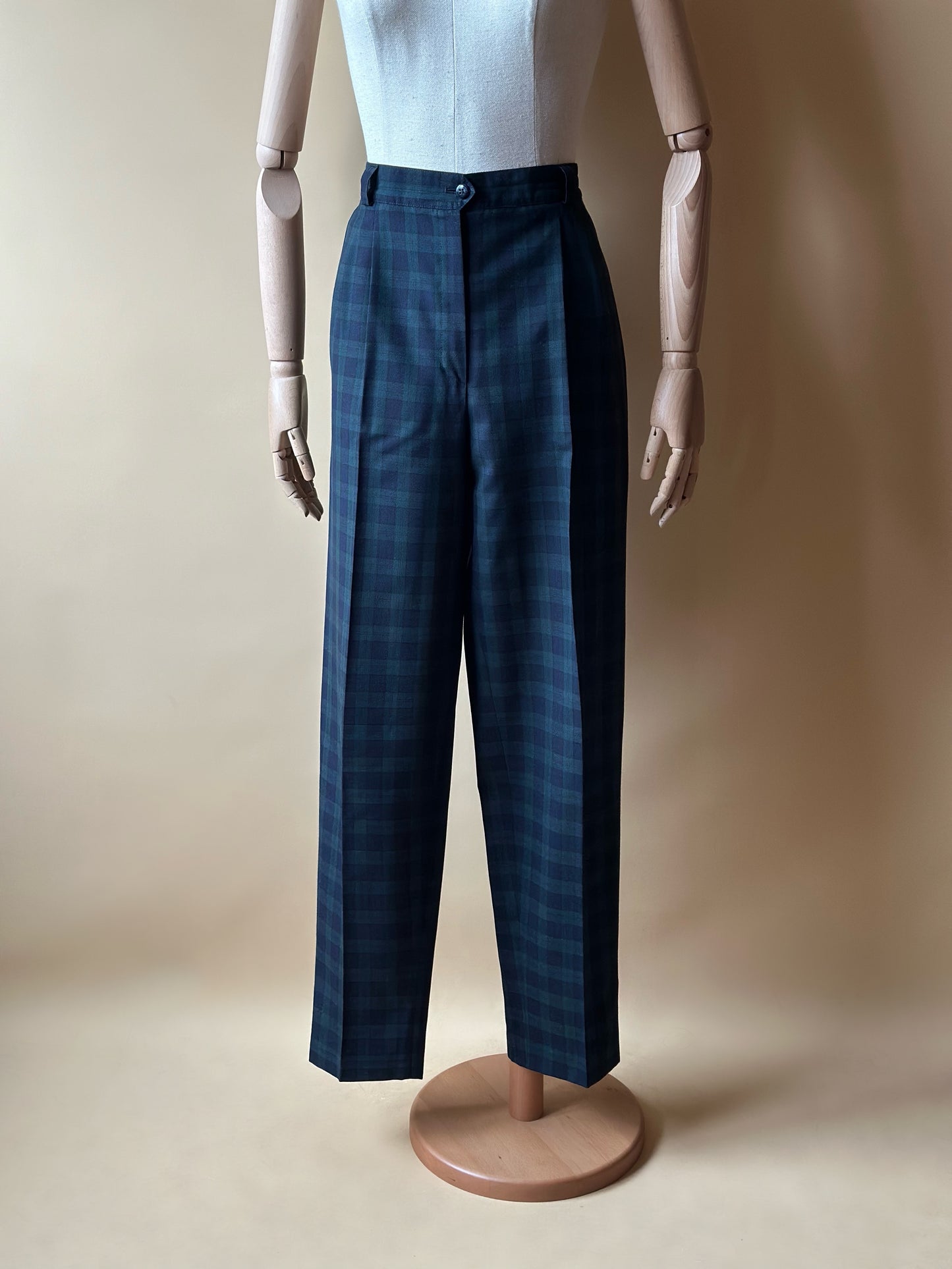 Vintage Checkered Blue & Green Trousers