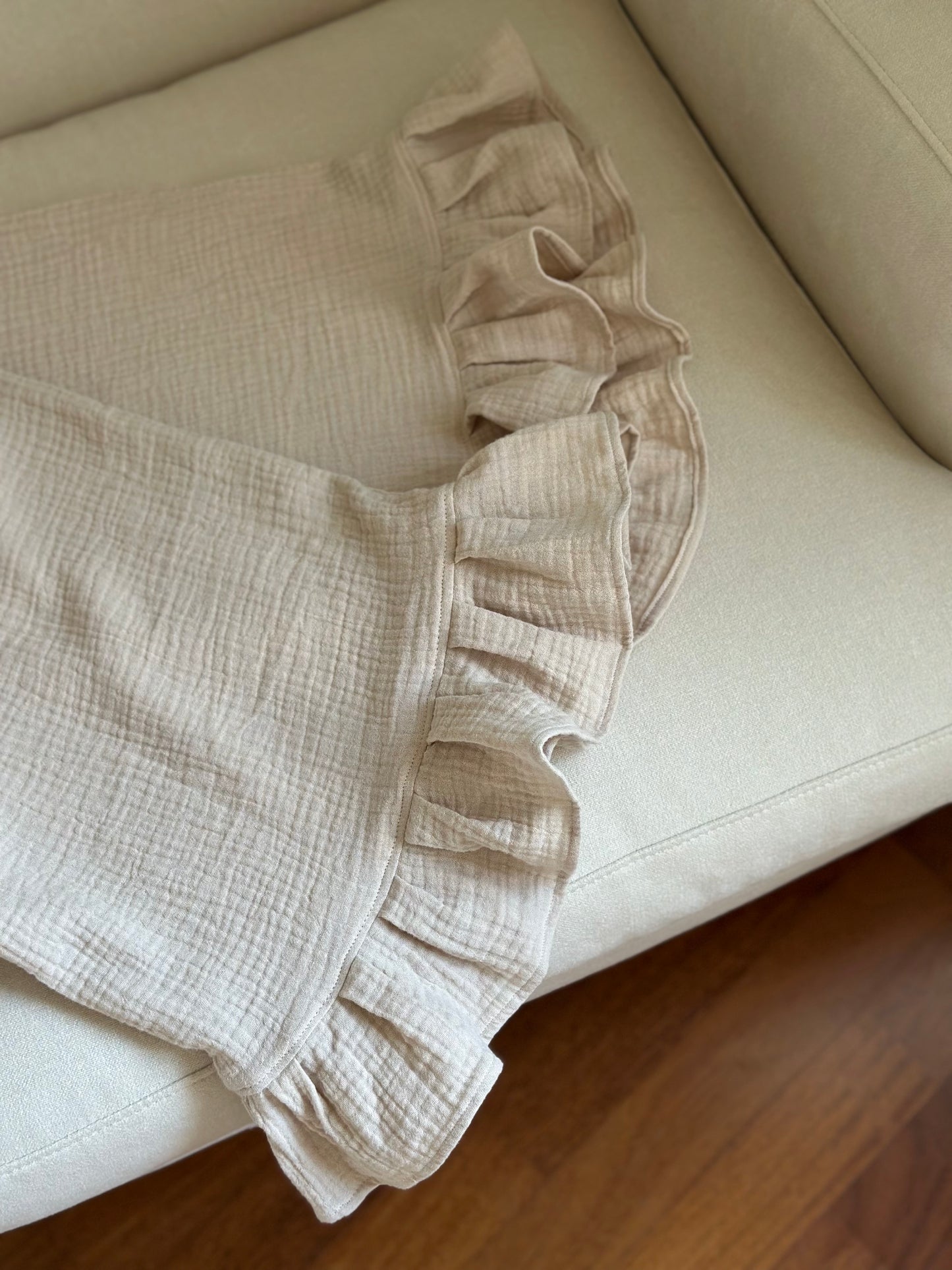 Cotton Muslin Frilled Trousers