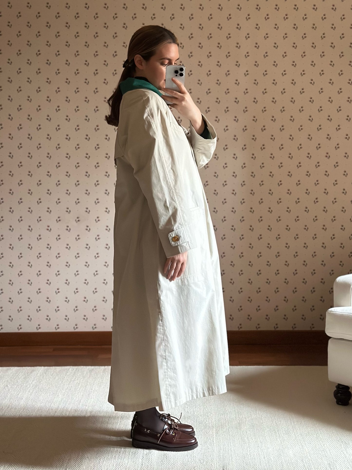 Vintage Green Collar Korean Trench Coat