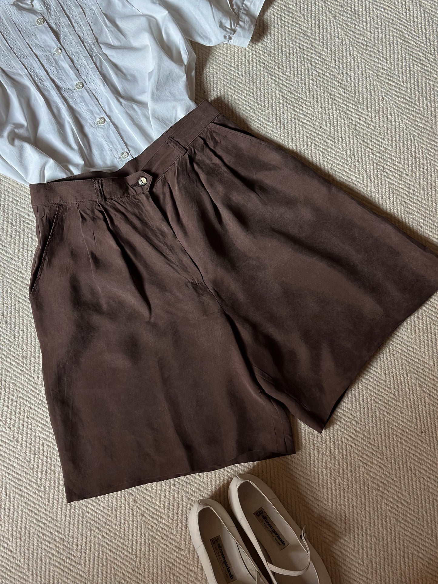 Silk Blend Chocolate Brown Shorts