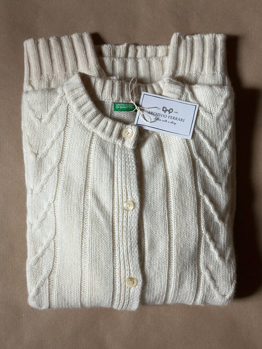 Vintage Wool & Angora Milk White Maxi Cardigan