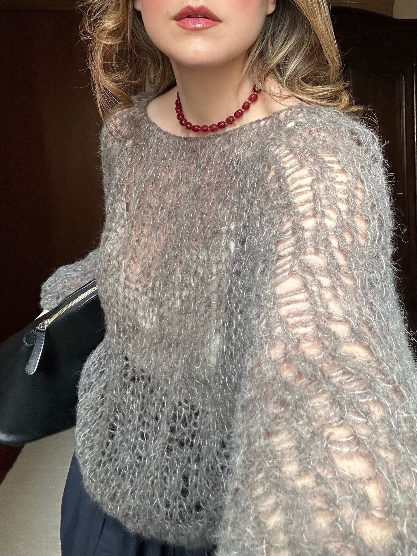 Handmade Alpaca & Mulberry Silk Sweater - Gray