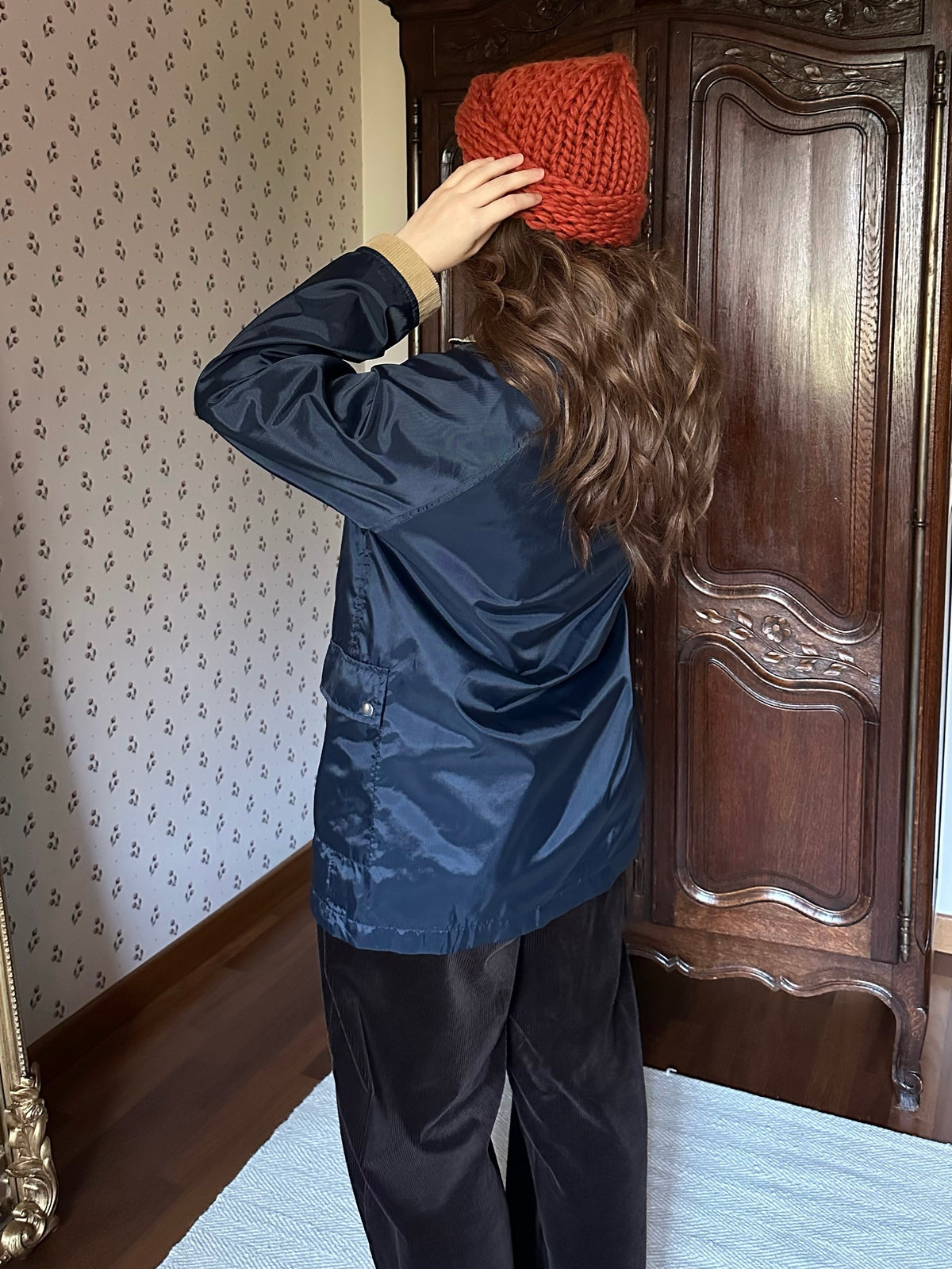Blue Rainproof Jacket With Metal Clasps