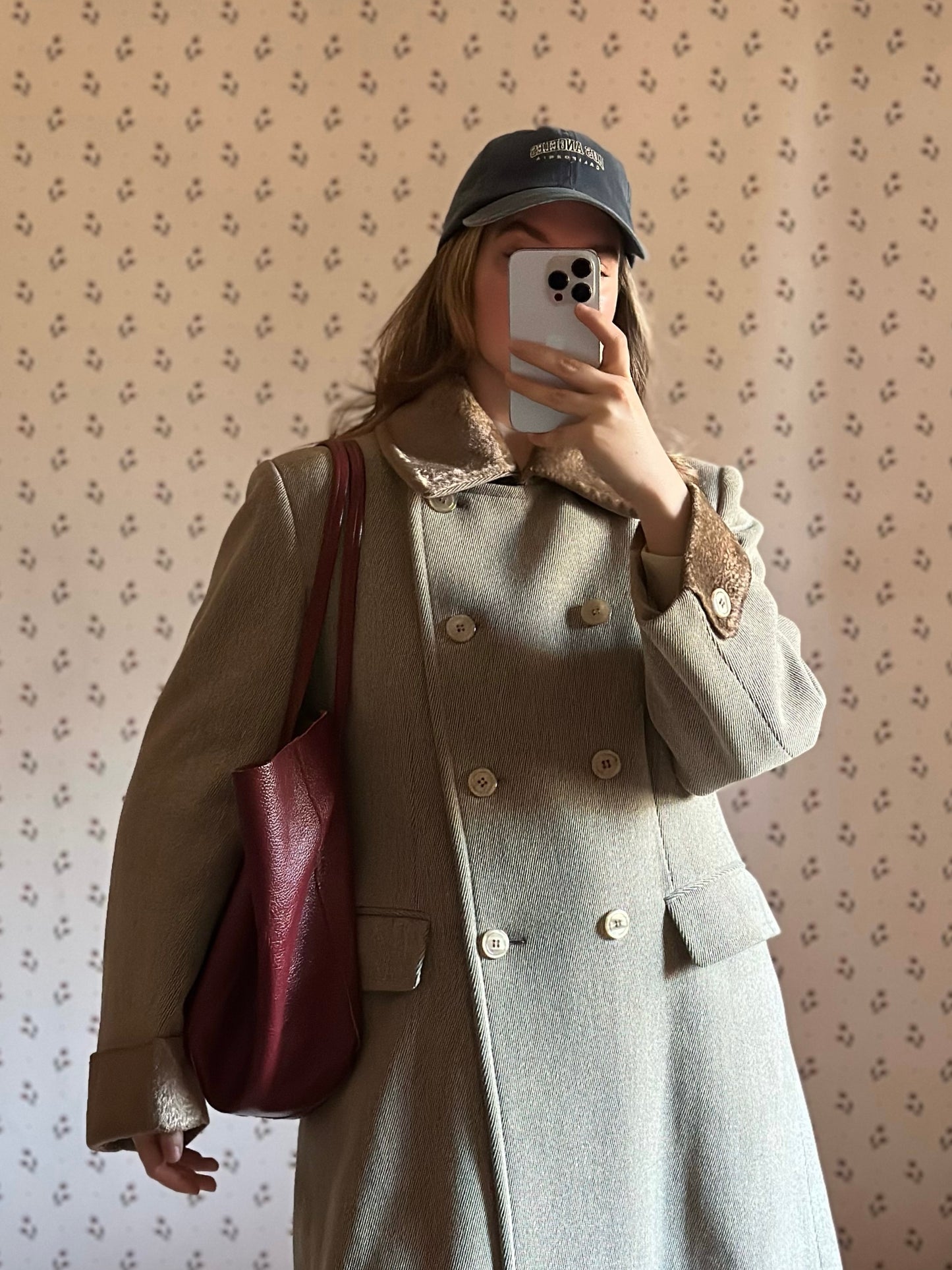 Double Breasted Short Taupe Coat