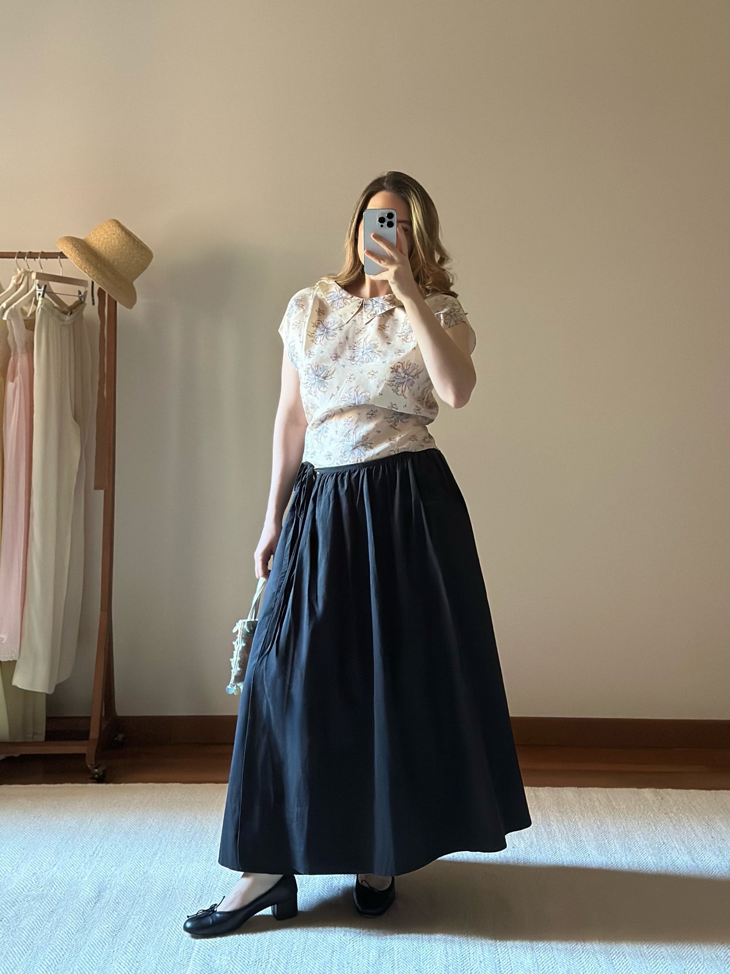 Something To Hold Black Cotton Wrap-Up Skirt