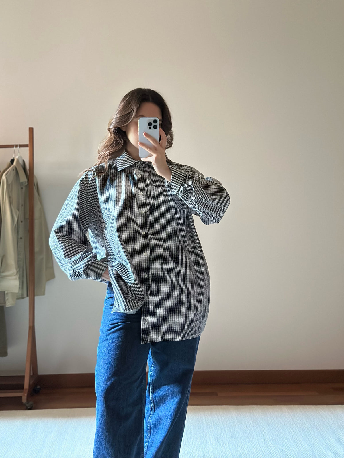 Dark Green Checkered Oversized Cotton Shirt