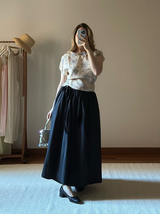Something To Hold Black Cotton Wrap-Up Skirt