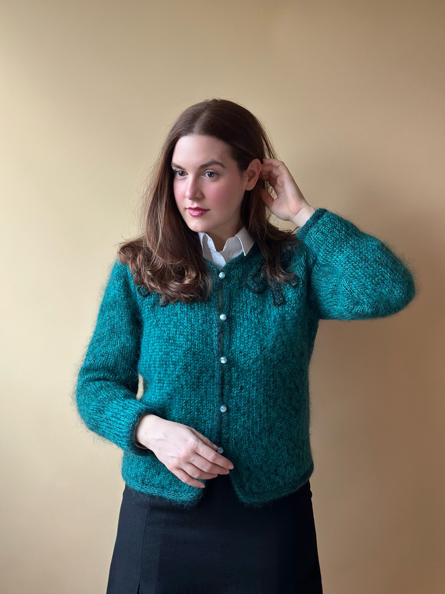 Vintage Mohair & Silk Bow Cardigan