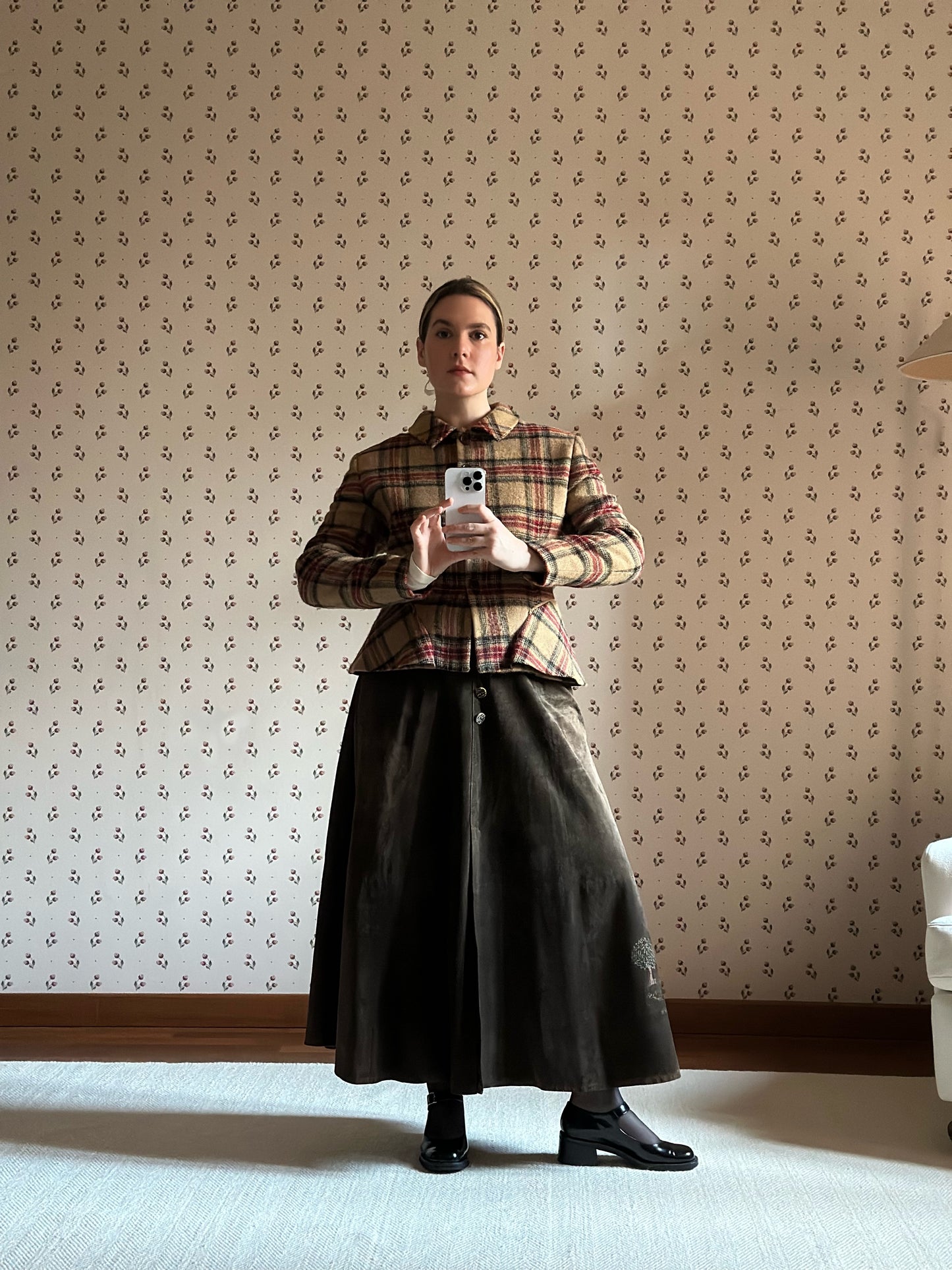 Vintage Check Wool Jacket With Basque