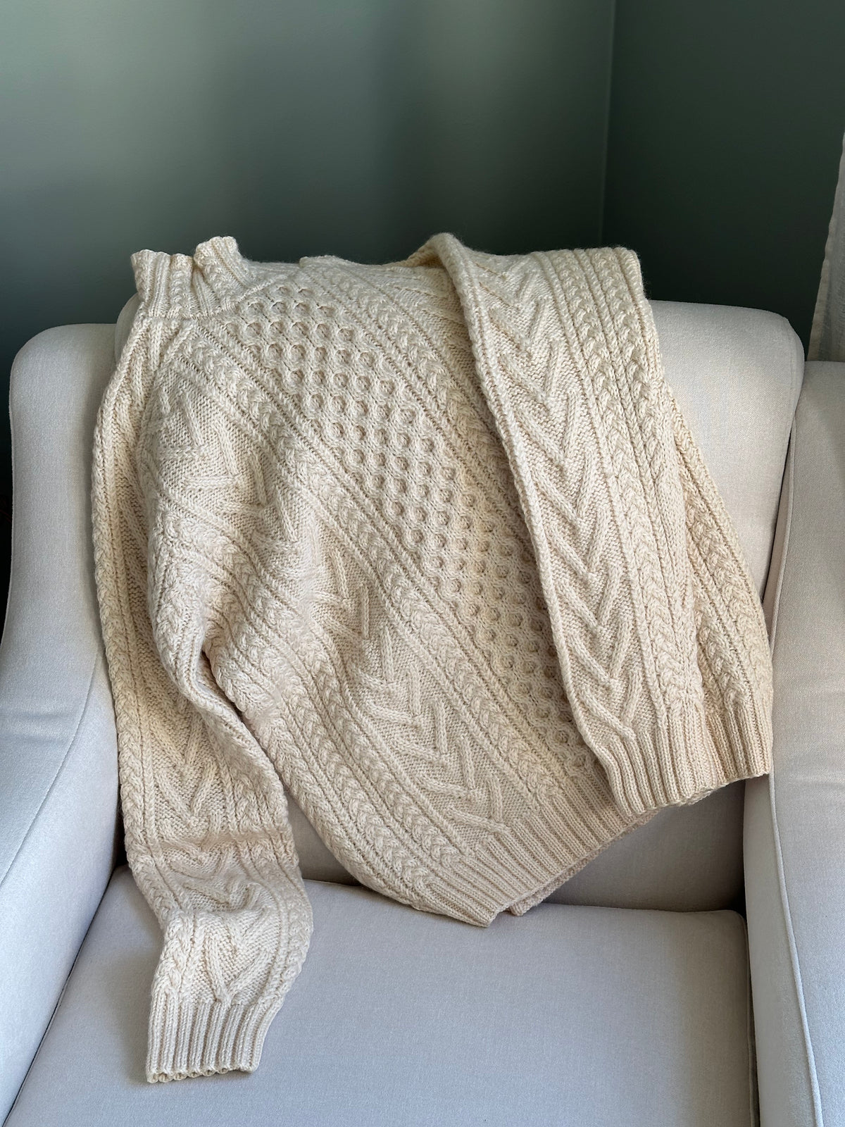 Ralph Lauren White Hand Knit 100% Wool Sweater