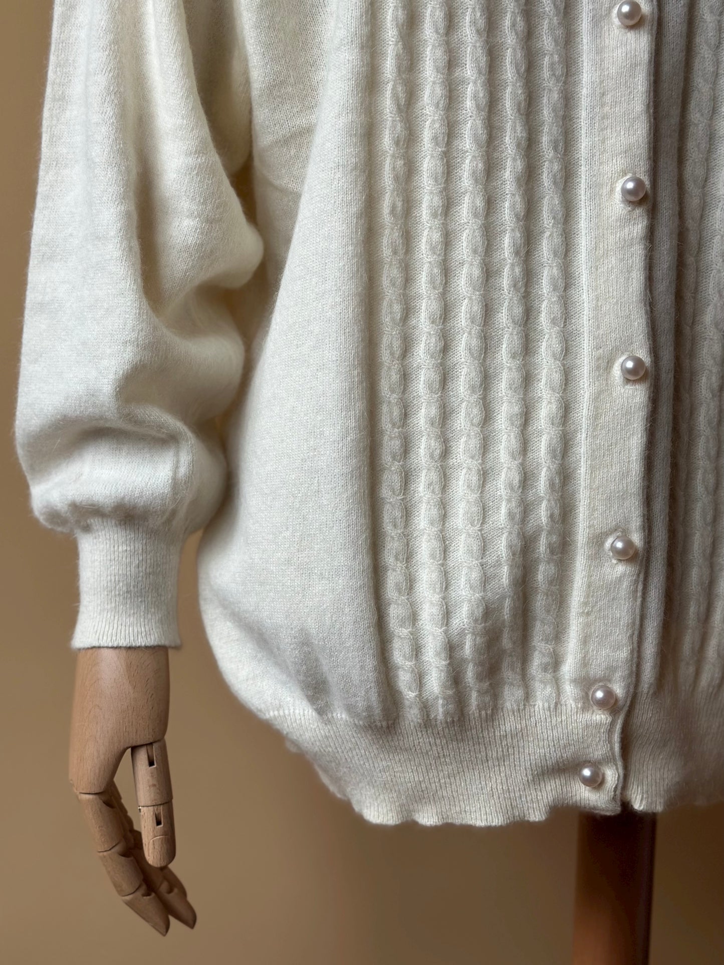 Vintage Wool & Angora White Cardigan