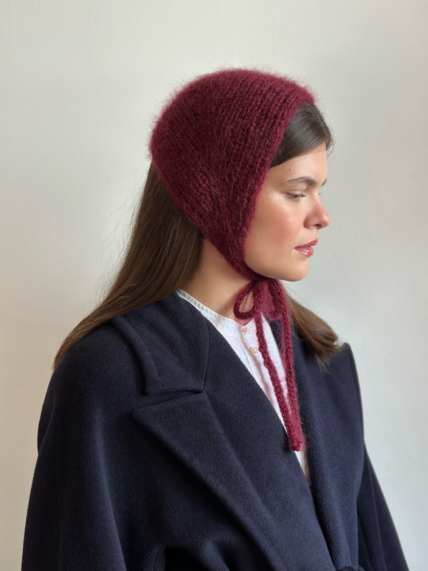 Handmade Silk & Mohair Bonnet -  Deep Merlot