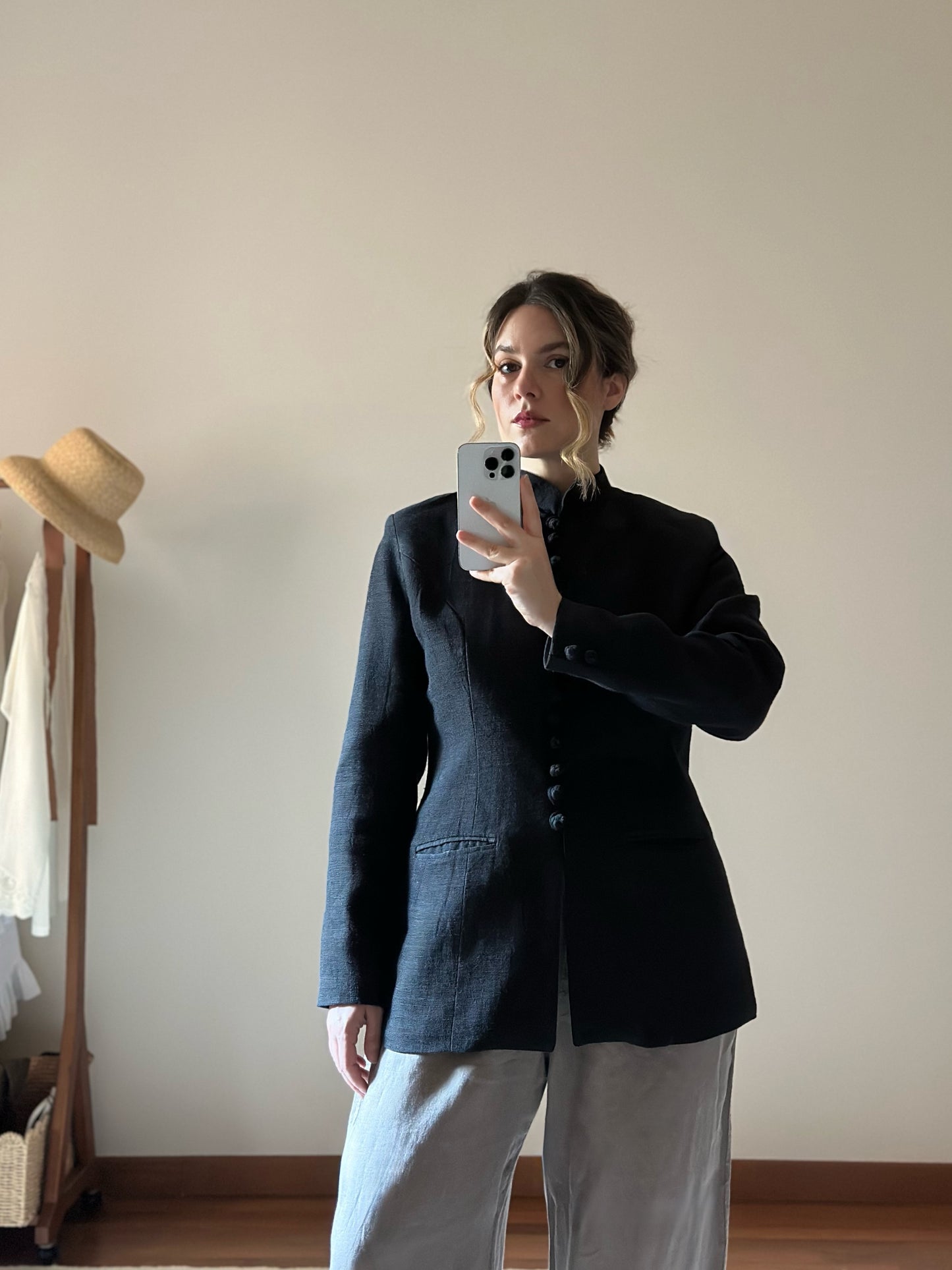 100% Silk Black Blazer