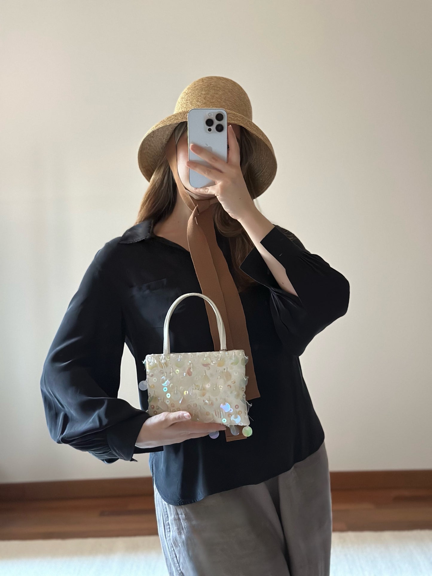Francesco Biasia Satin & Pailettes Mini Handbag