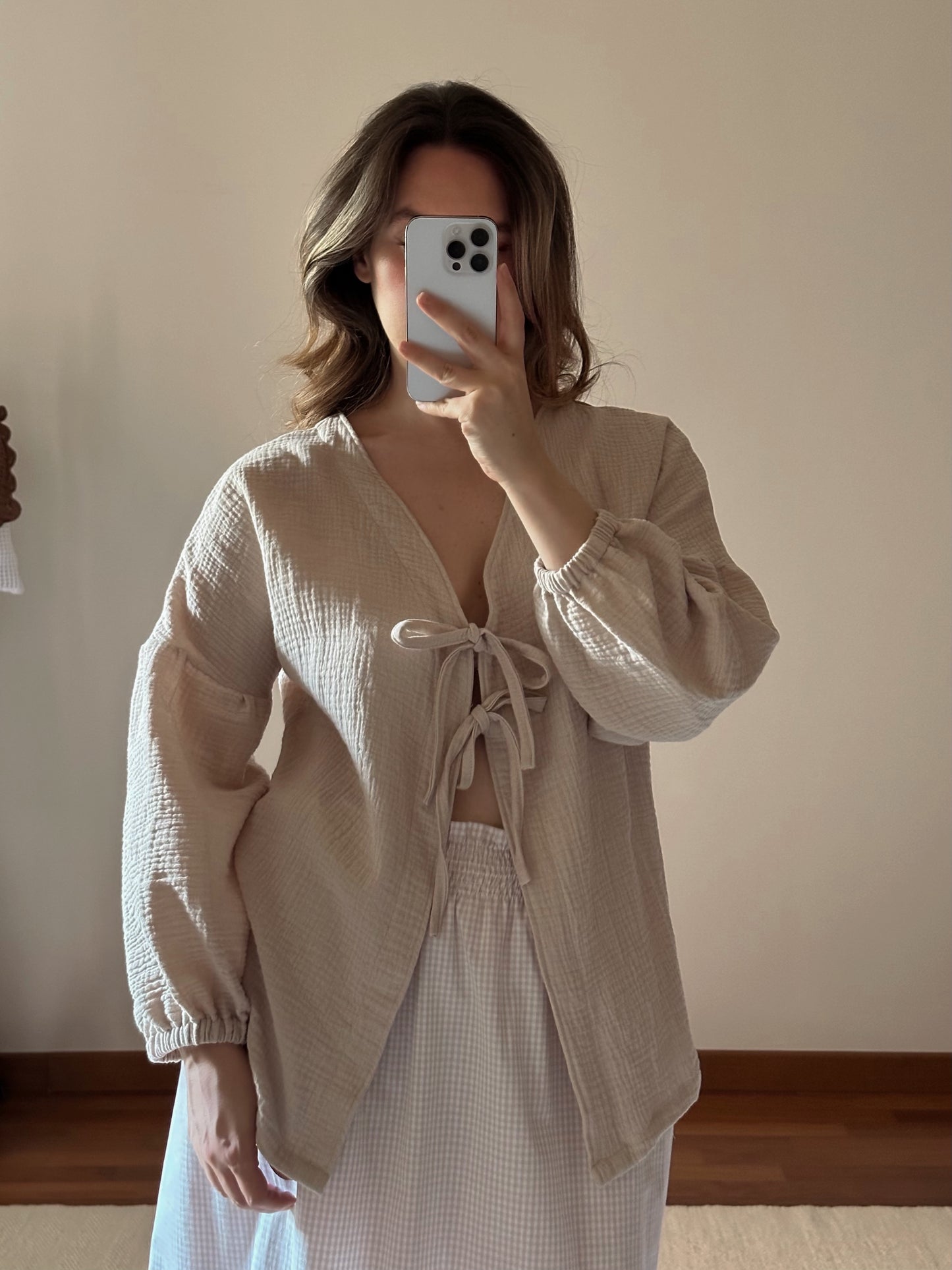 Cotton Muslin Bow Blouse