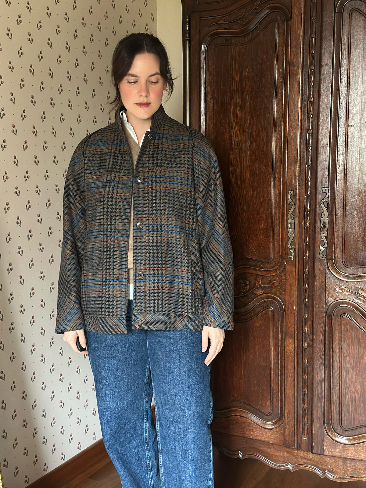 Tartan Wool Bomber Jacket