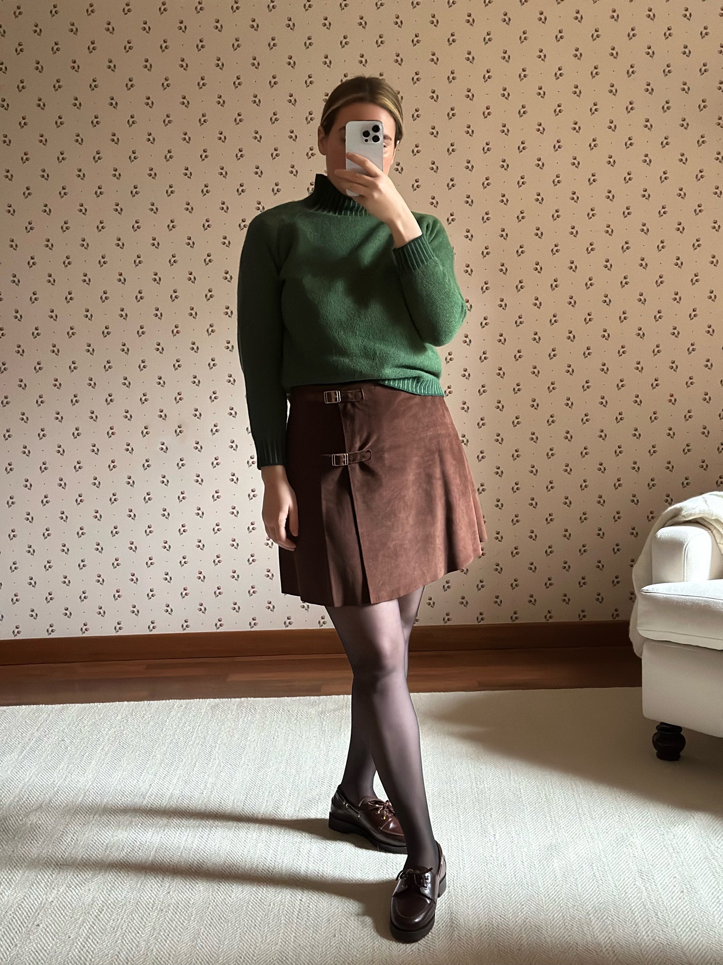 Vintage Suede Brown Wrap Up Mini Skirt