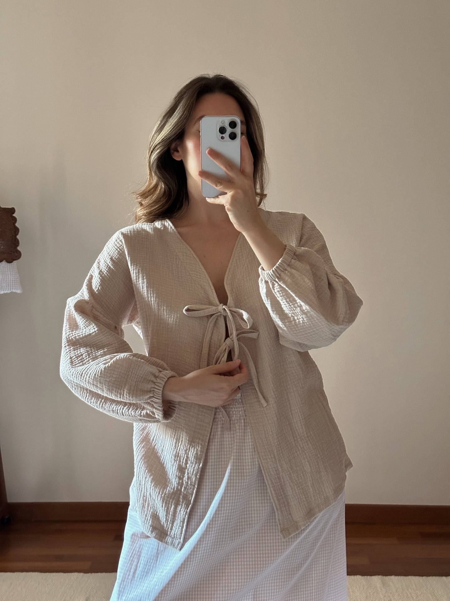 Cotton Muslin Bow Blouse