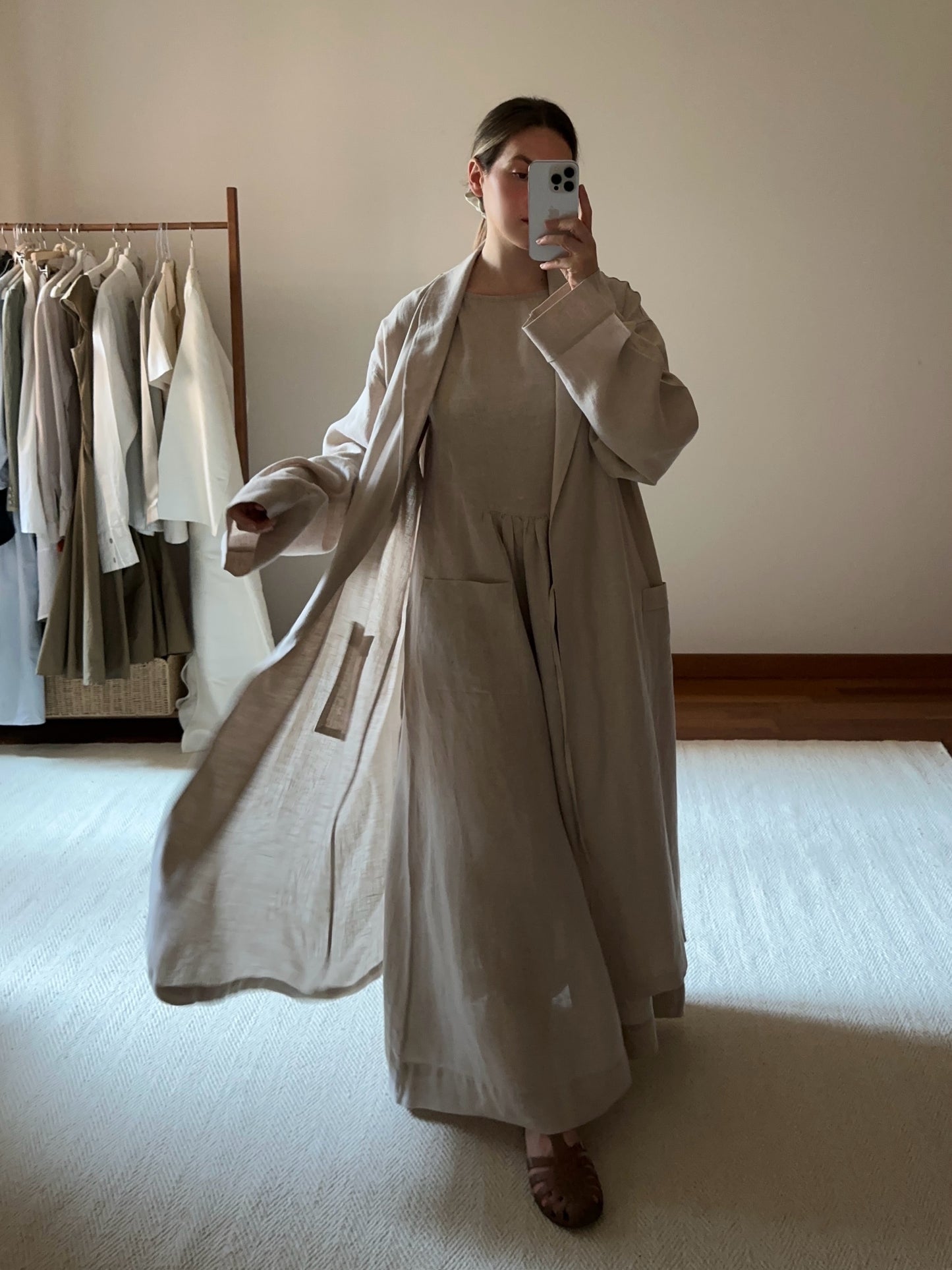Frette 100% Linen Sand Beige Robe
