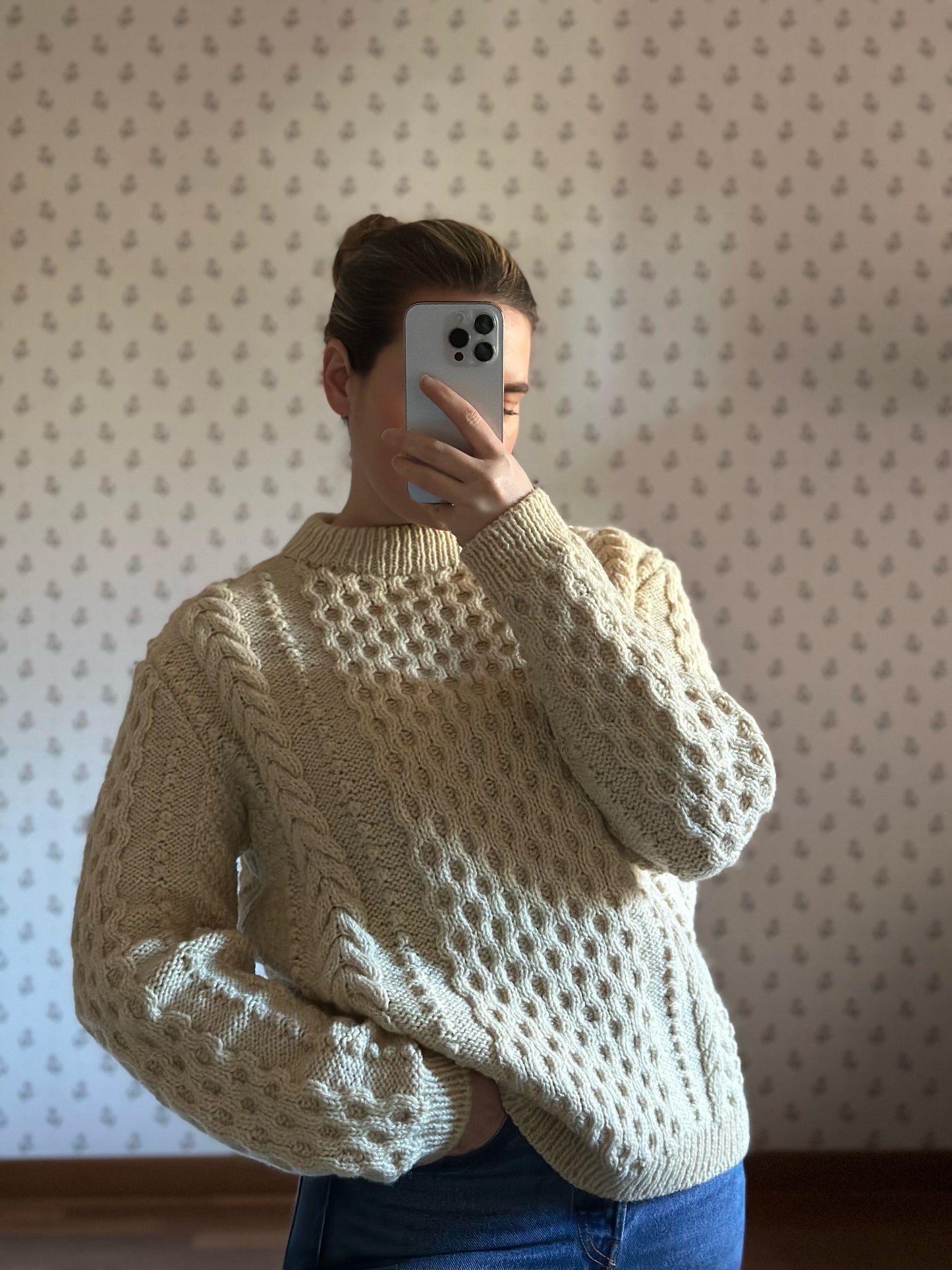 White Irish Cable Knit Sweater