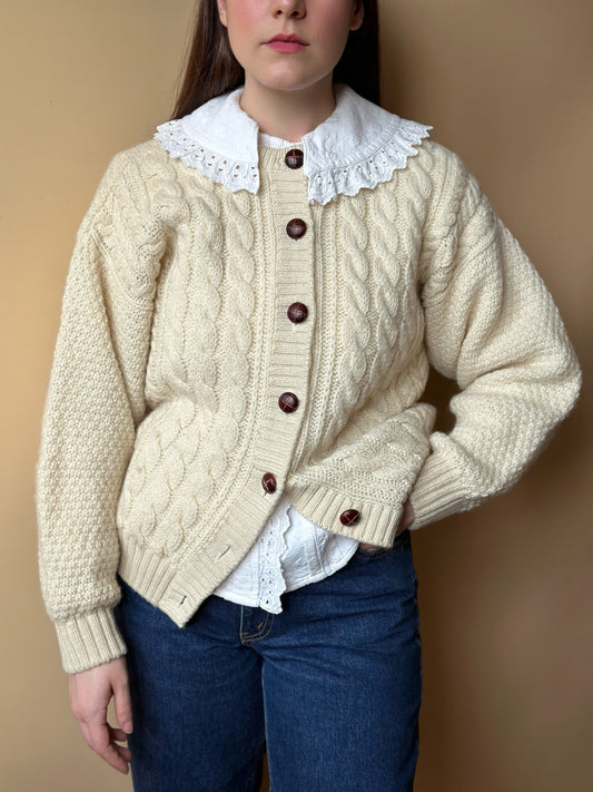 Vintage White Aran Cardigan