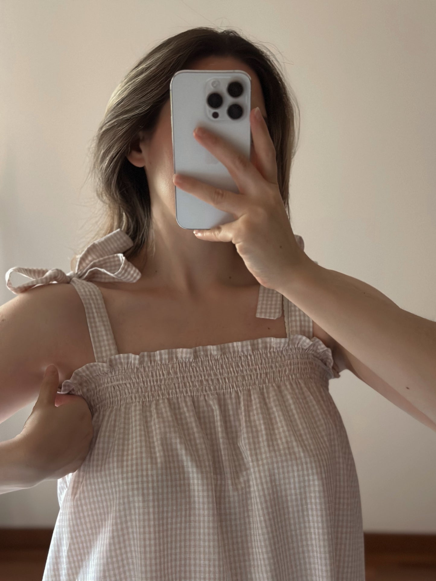 Vichy Cotton Frill Top