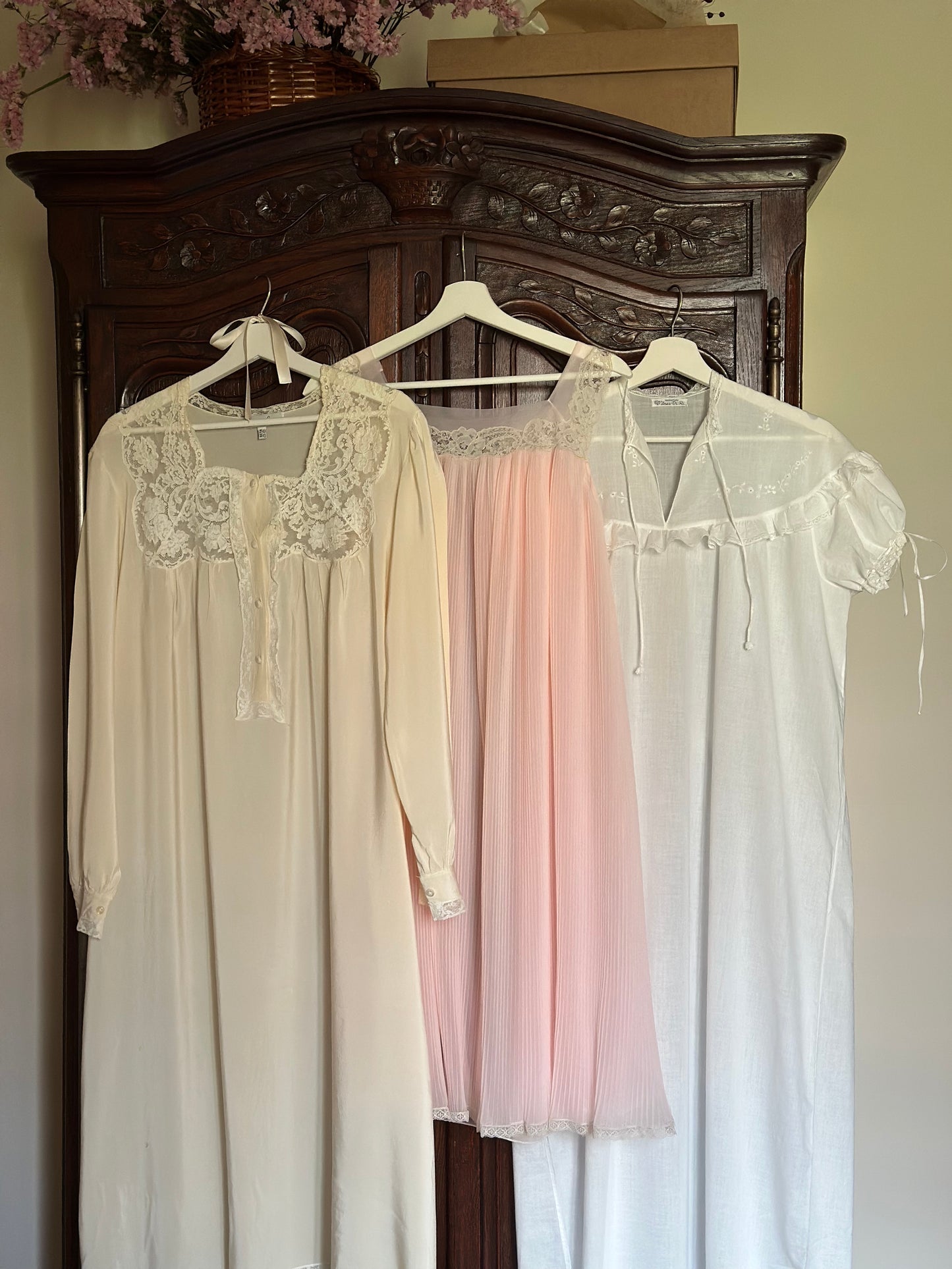 Vintage Baby Pink Pleated Nightgown