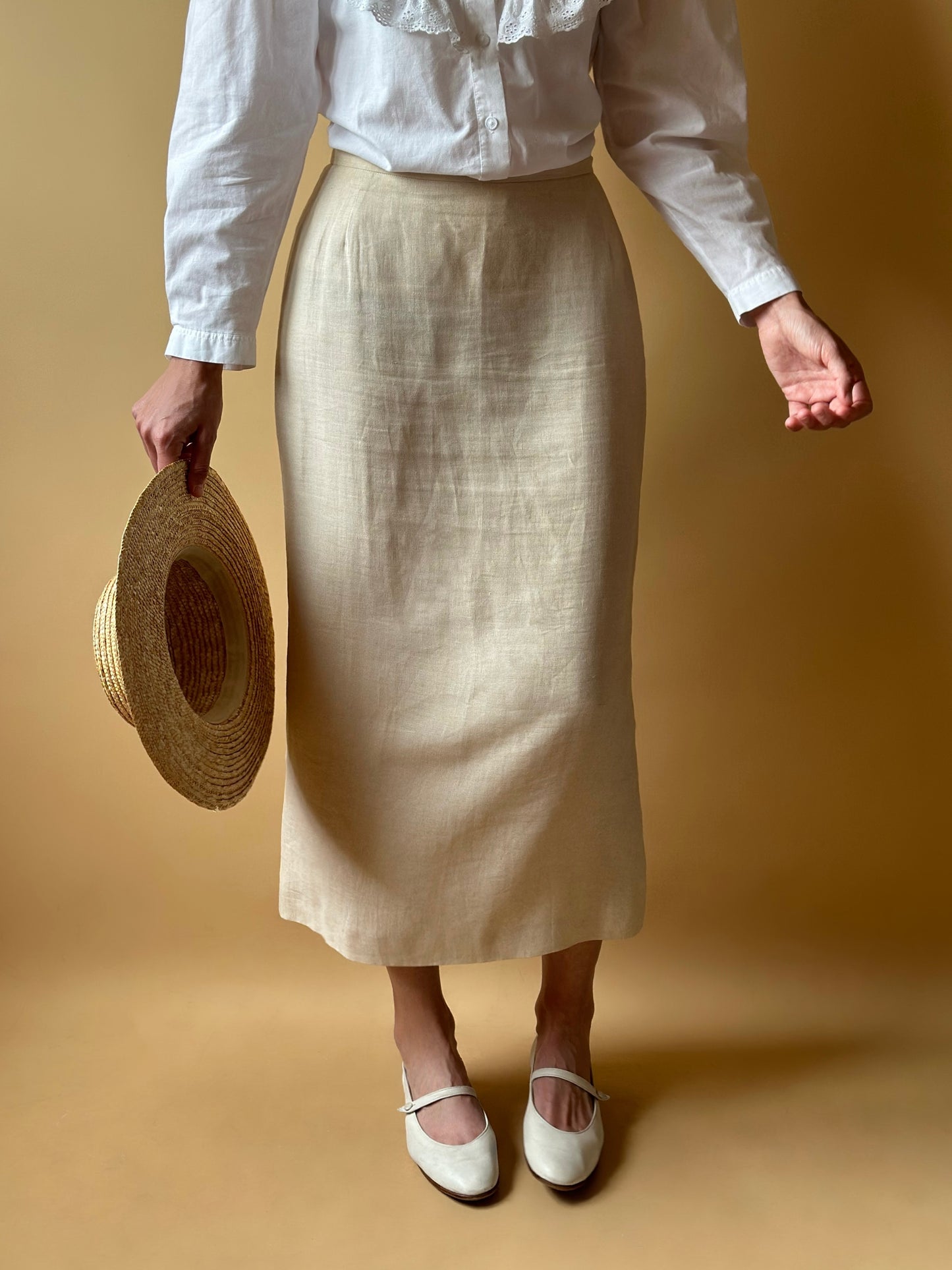 Vintage Ivory White Max Mara Midi Skirt