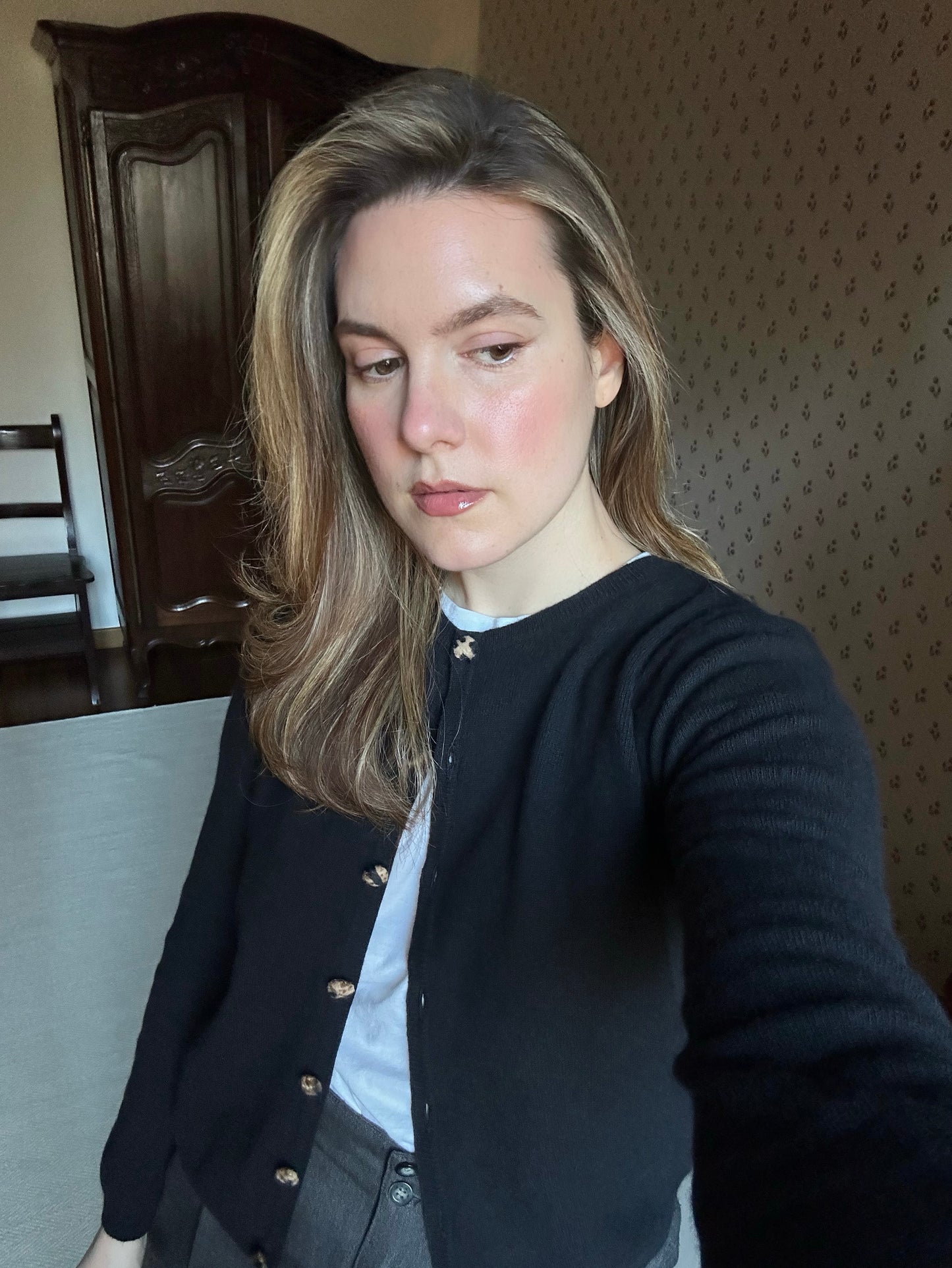 Blumarine Wool and Angora Black Cardigan