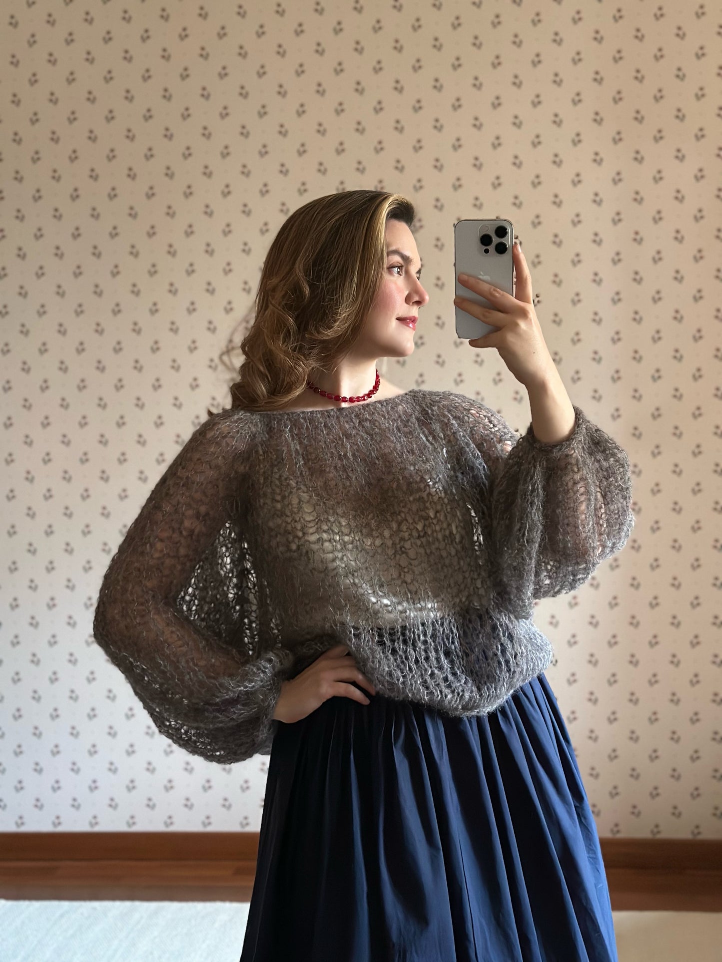 Handmade Alpaca & Mulberry Silk Sweater - Gray