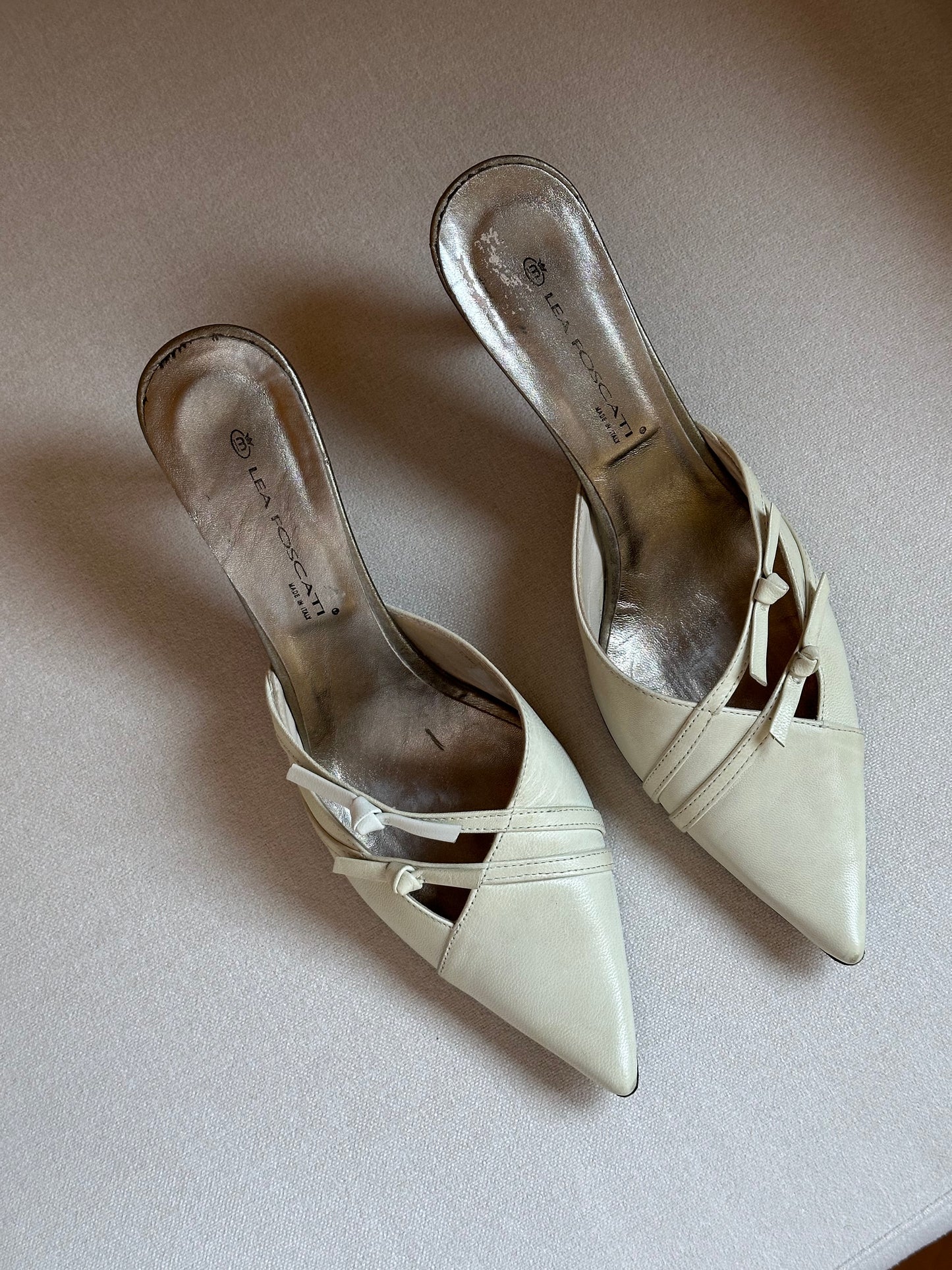 Ice-White Pointy Mules