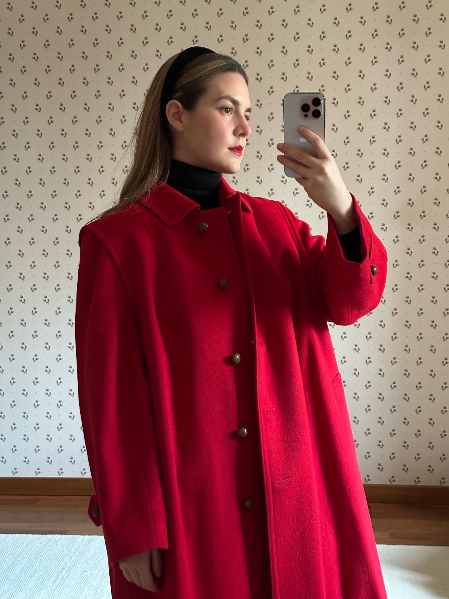 Pure Wool Scarlet Red Loden Coat