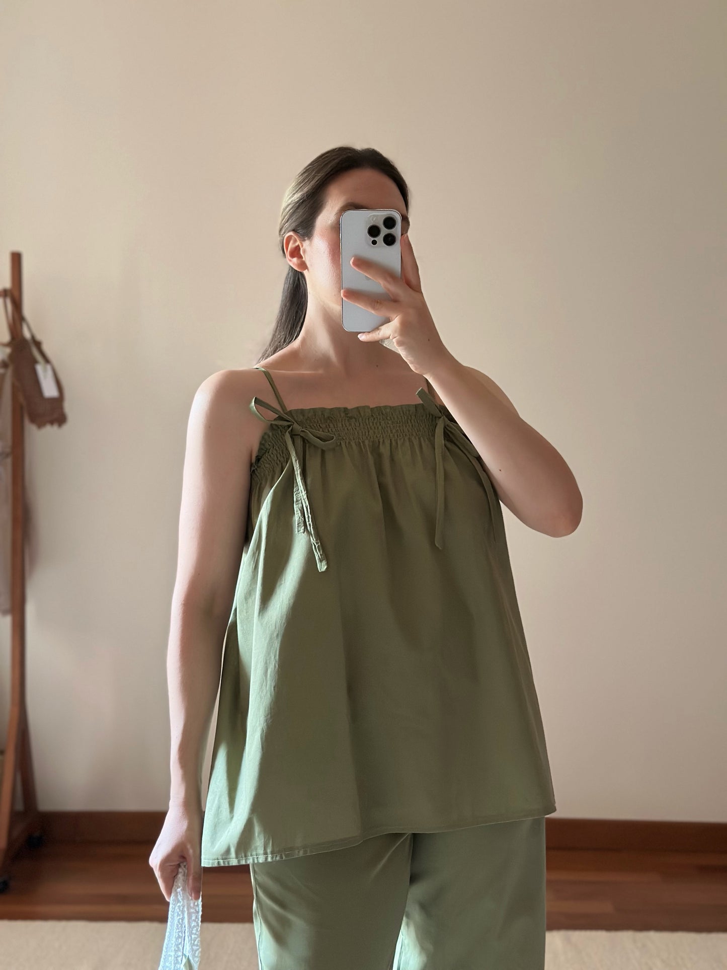 Green Cotton Frill Top