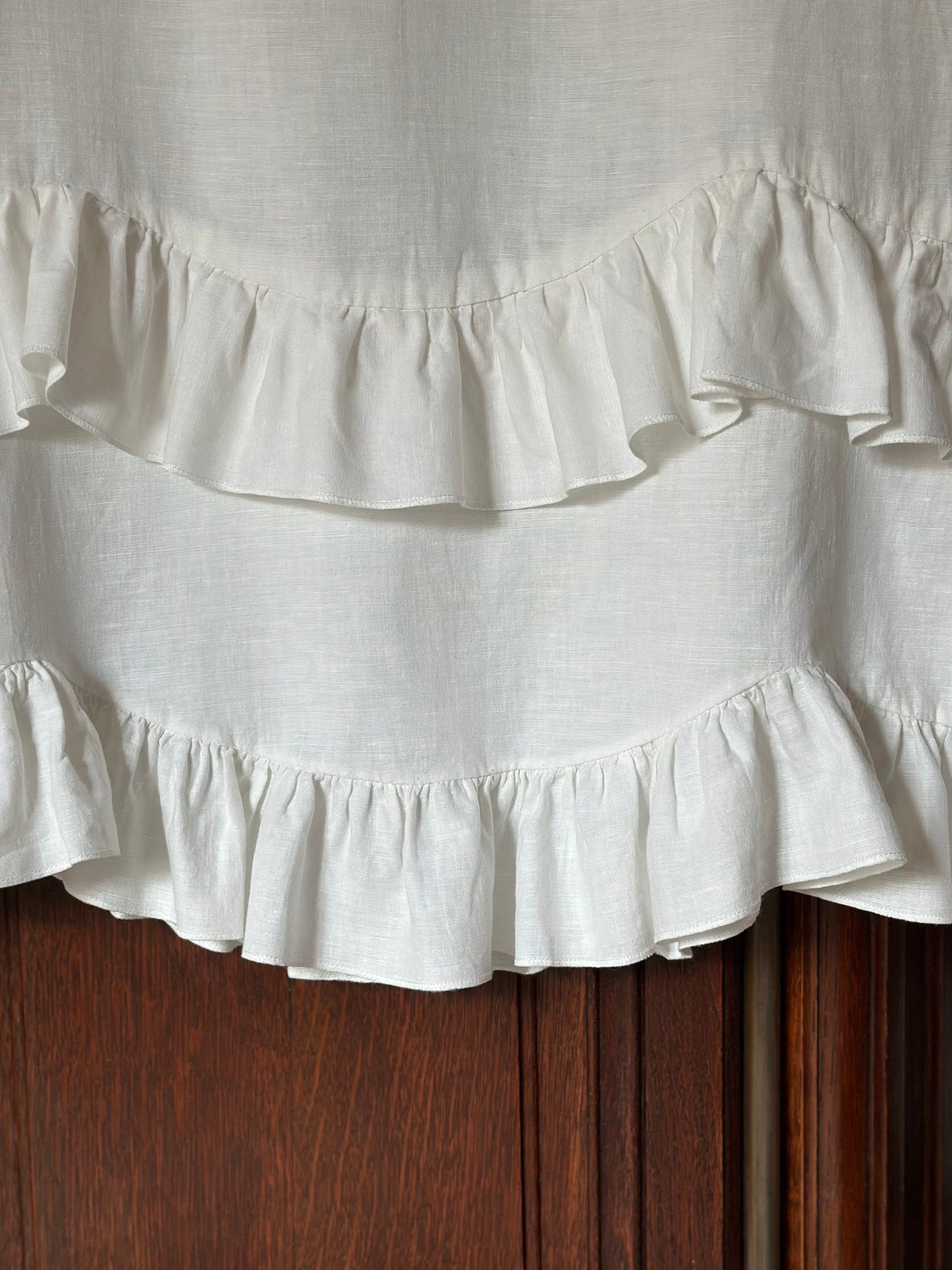 Linen & Cotton White Ruffled Long Skirt