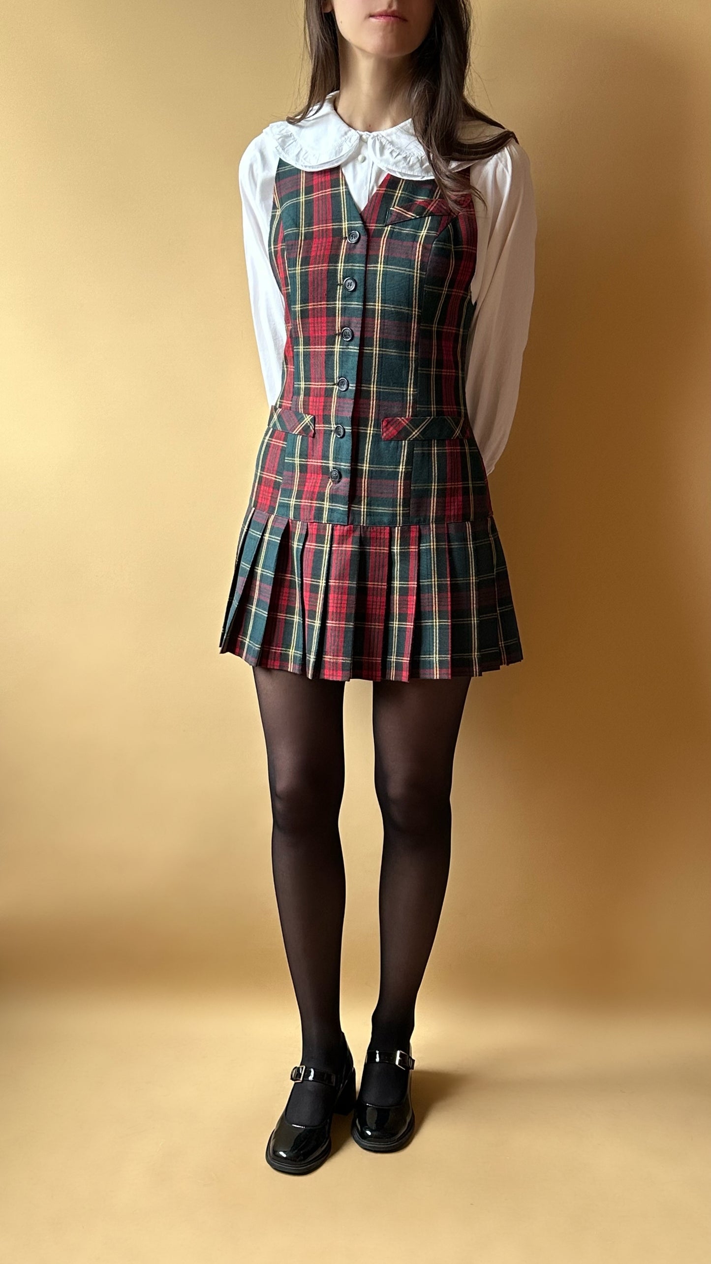 Vintage Tartan Pleated Dress