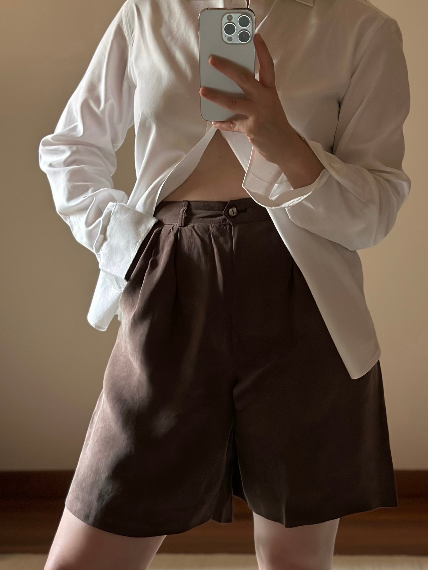 Silk Blend Chocolate Brown Shorts