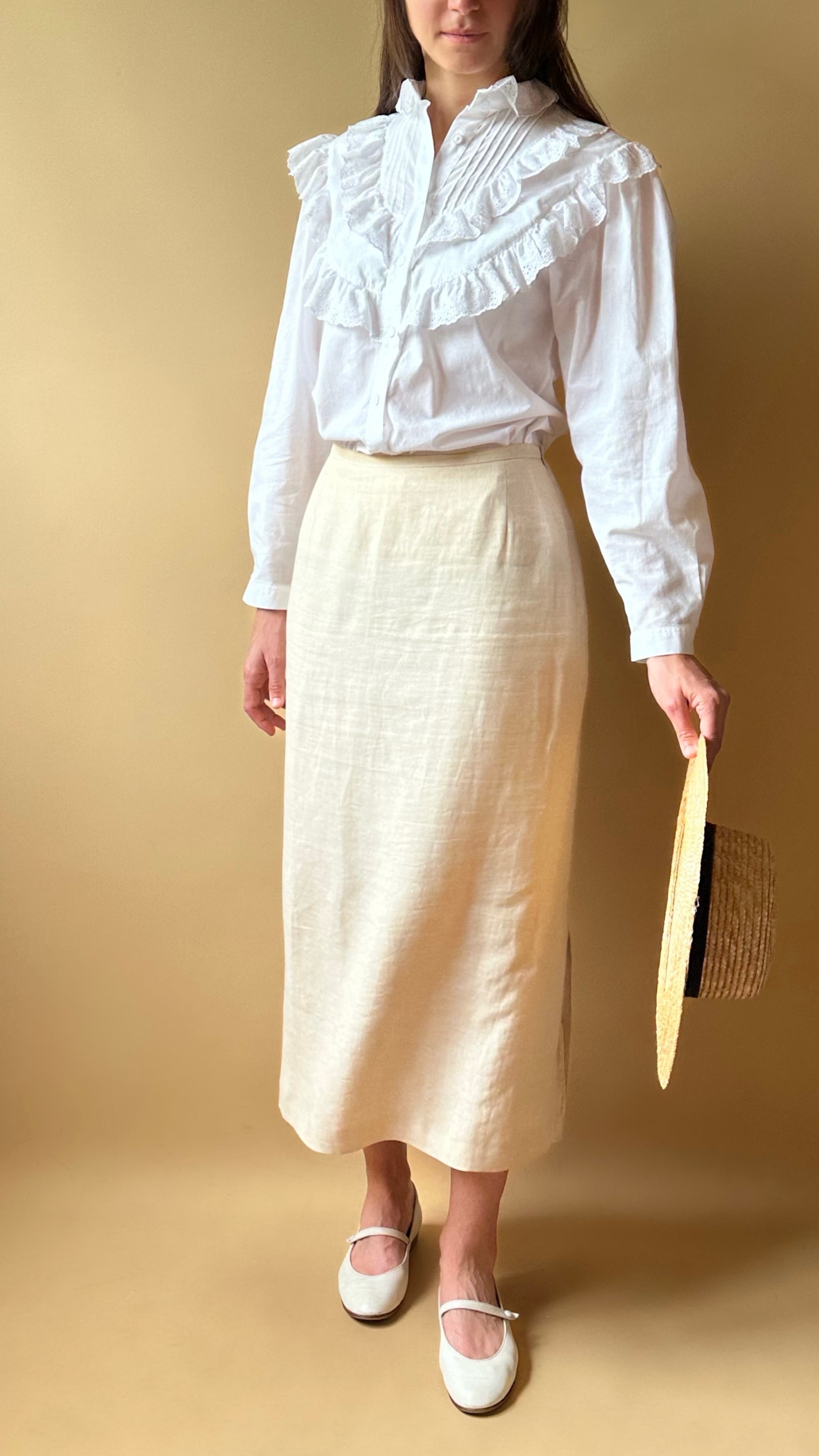 Vintage Ivory White Max Mara Midi Skirt