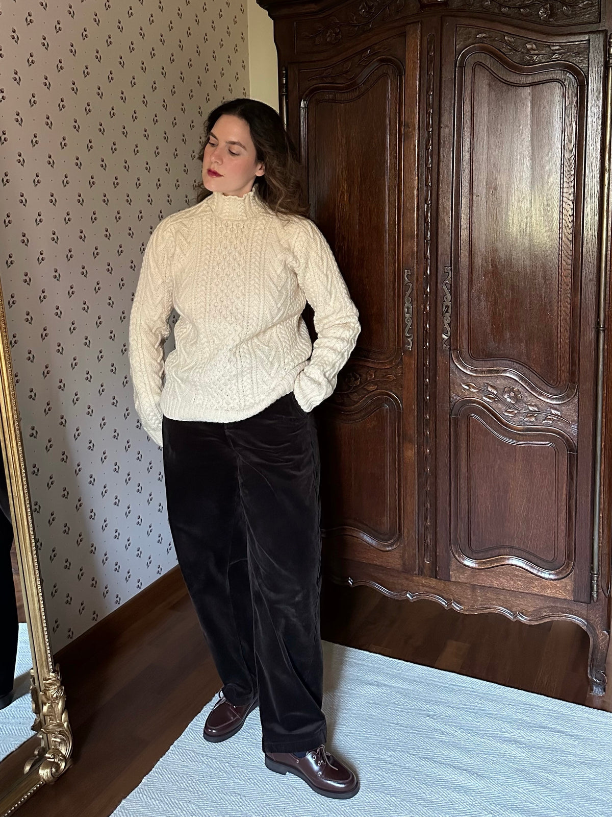 Ralph Lauren White Hand Knit 100% Wool Sweater