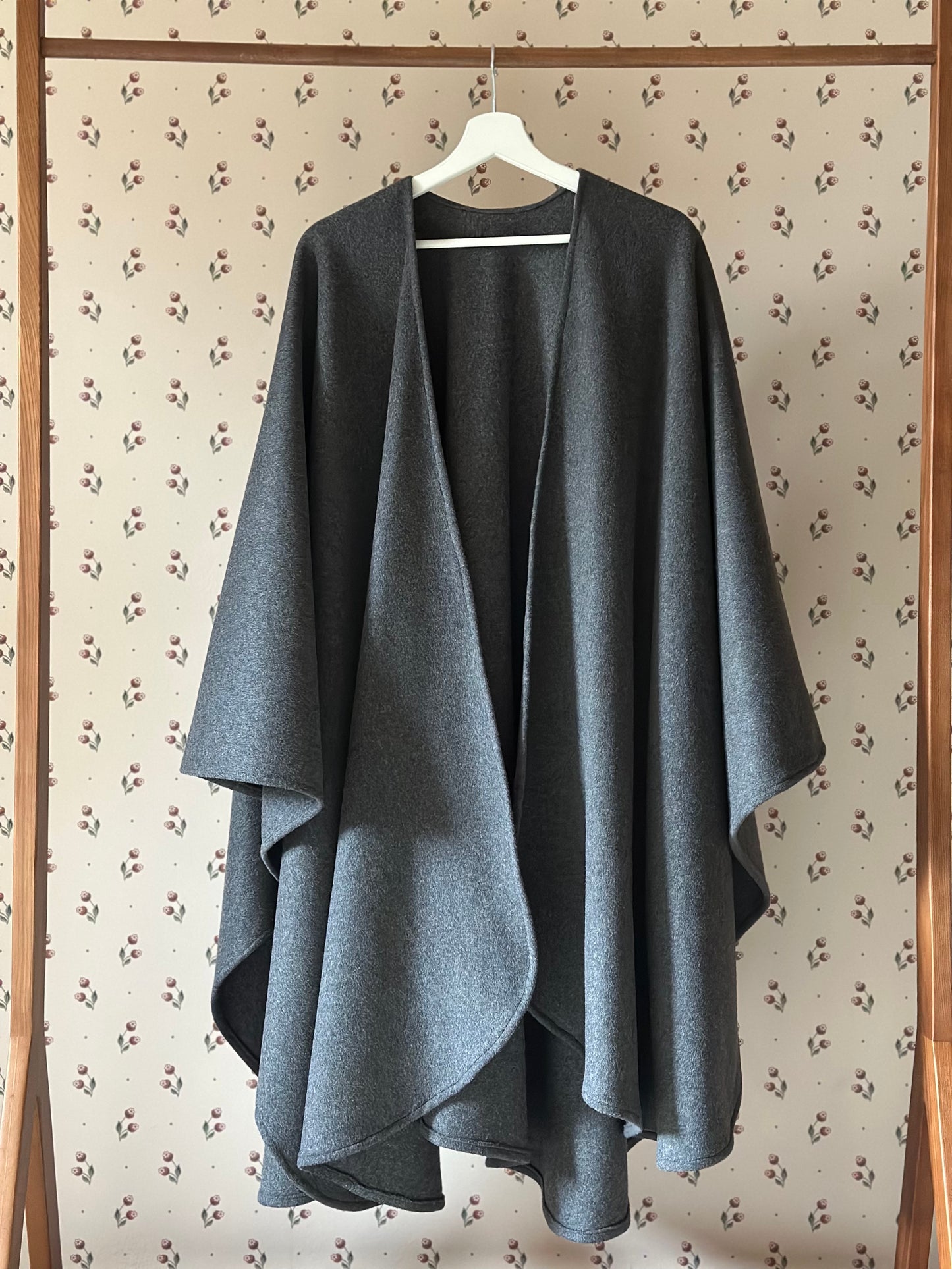 Gray Wool Maxi Cape