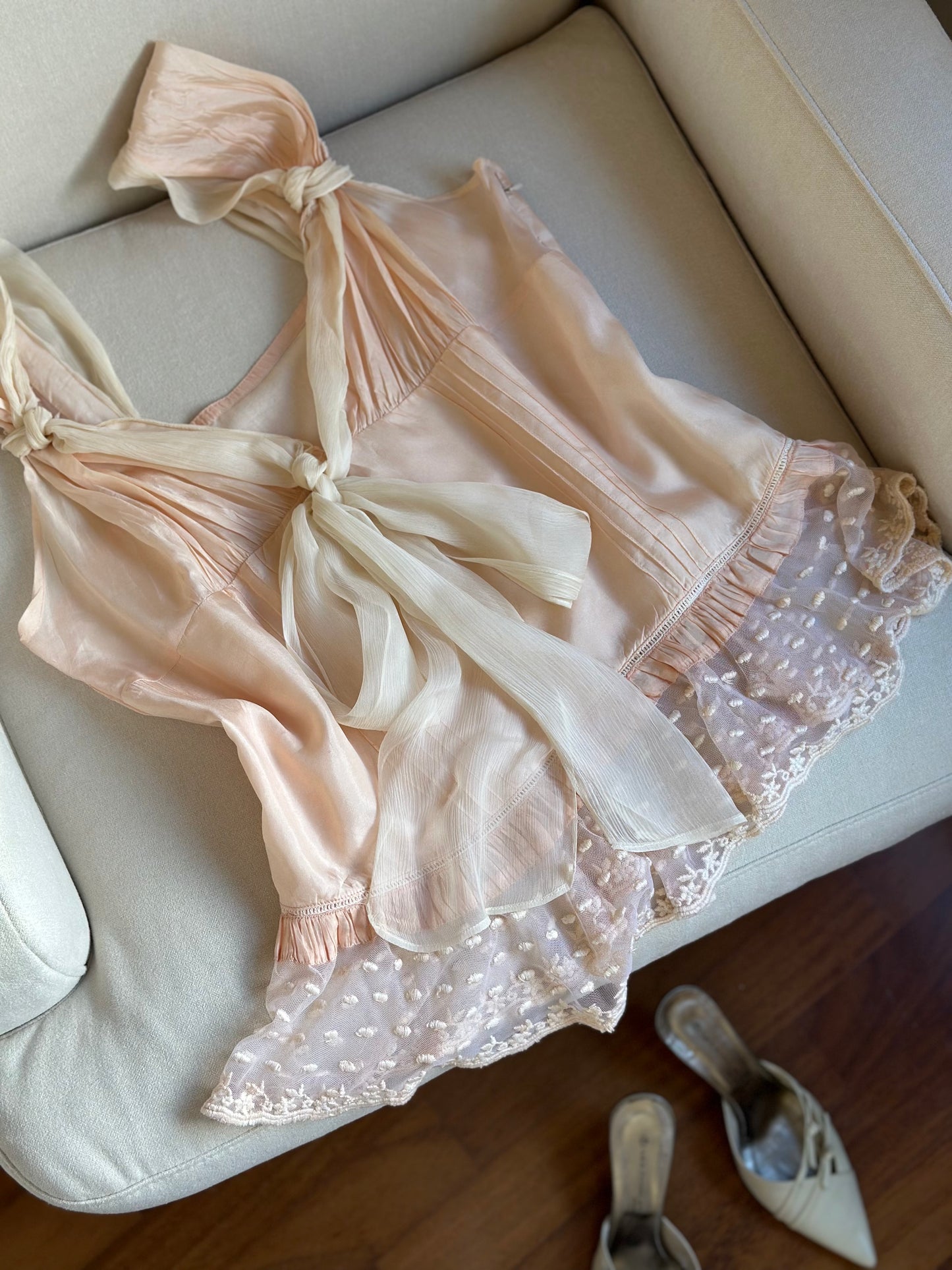 100% Silk Pink Lace Top