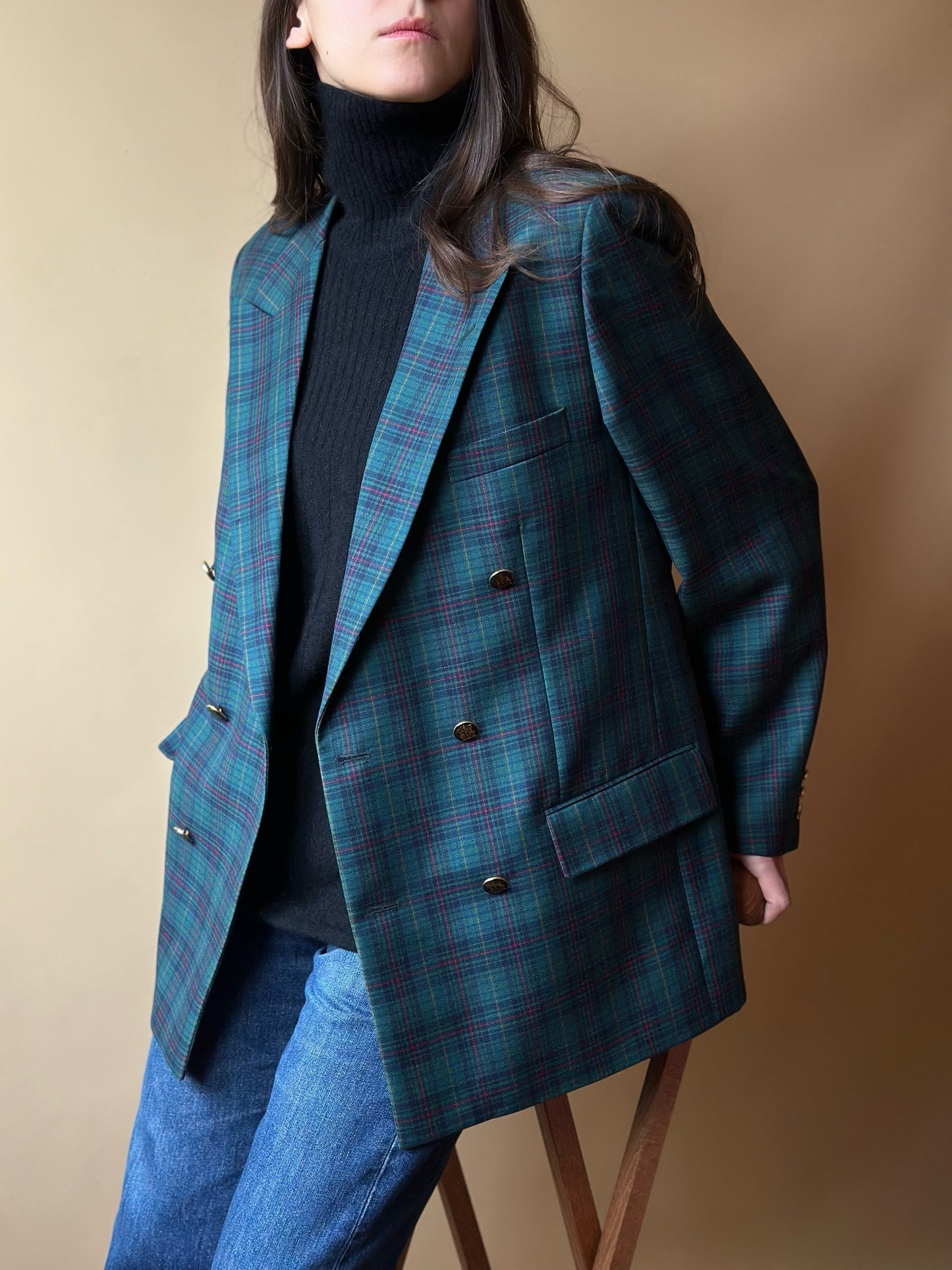 Vintage Green Tartan Blazer