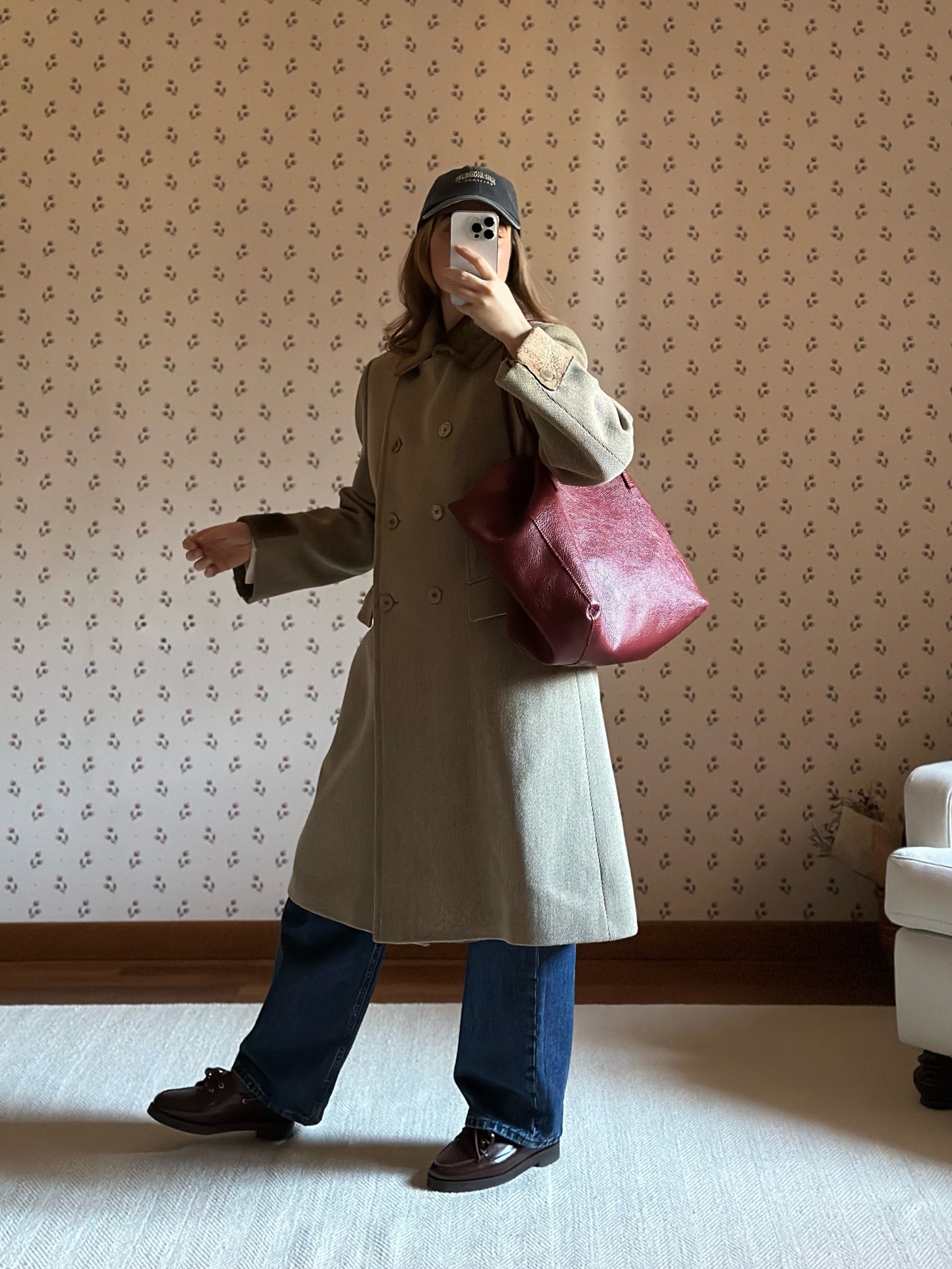 Double Breasted Short Taupe Coat