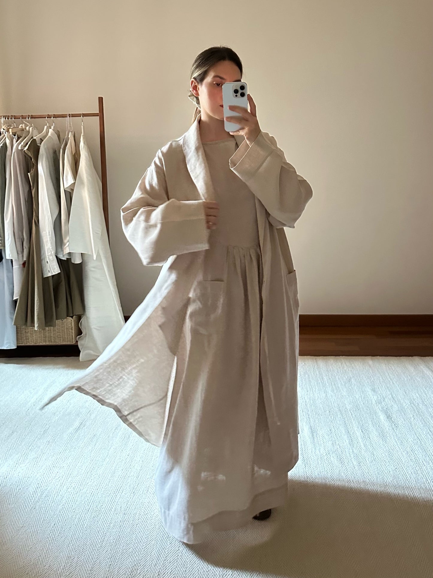Frette 100% Linen Sand Beige Robe