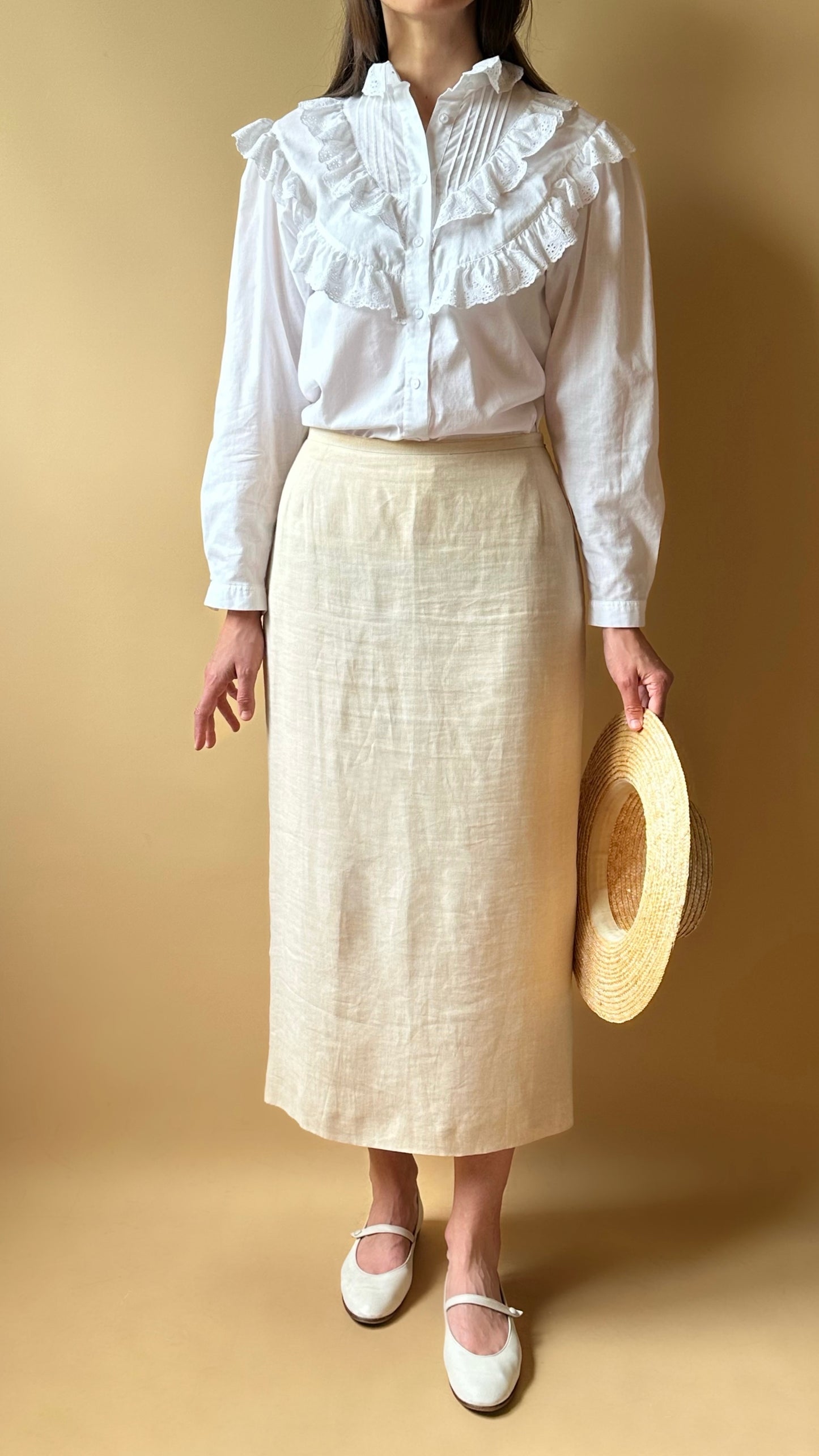 Vintage Ivory White Max Mara Midi Skirt