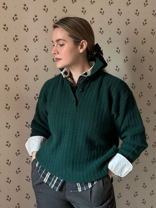 Green Wool & Angora Polo Sweater
