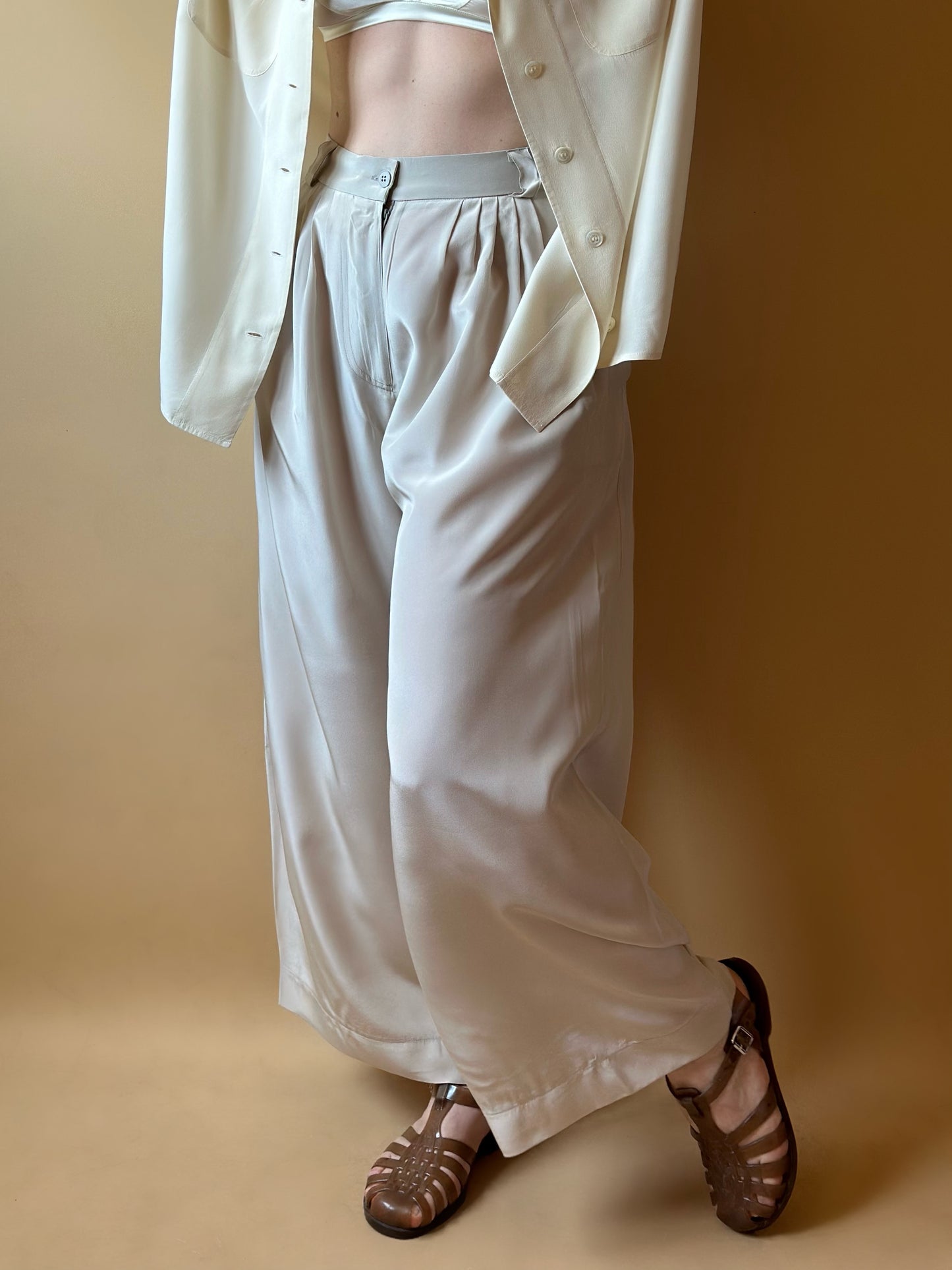 Vintage Pure Silk Sand Trousers
