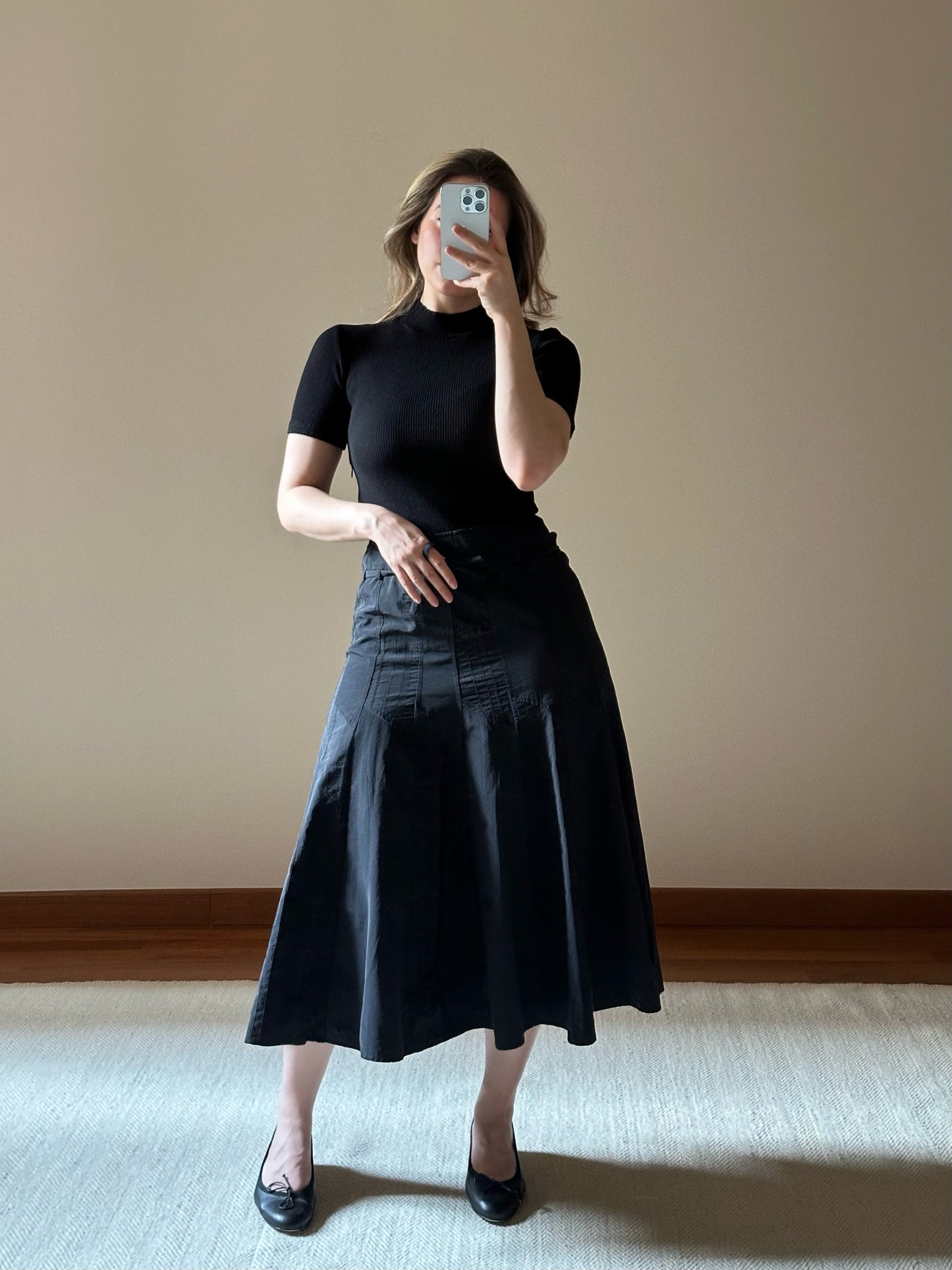 Black Midi Pleated Dress