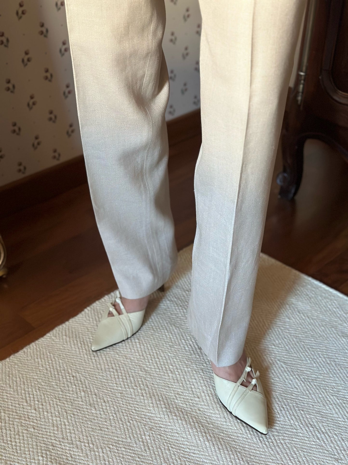 Linen Blend Light Beige Trousers