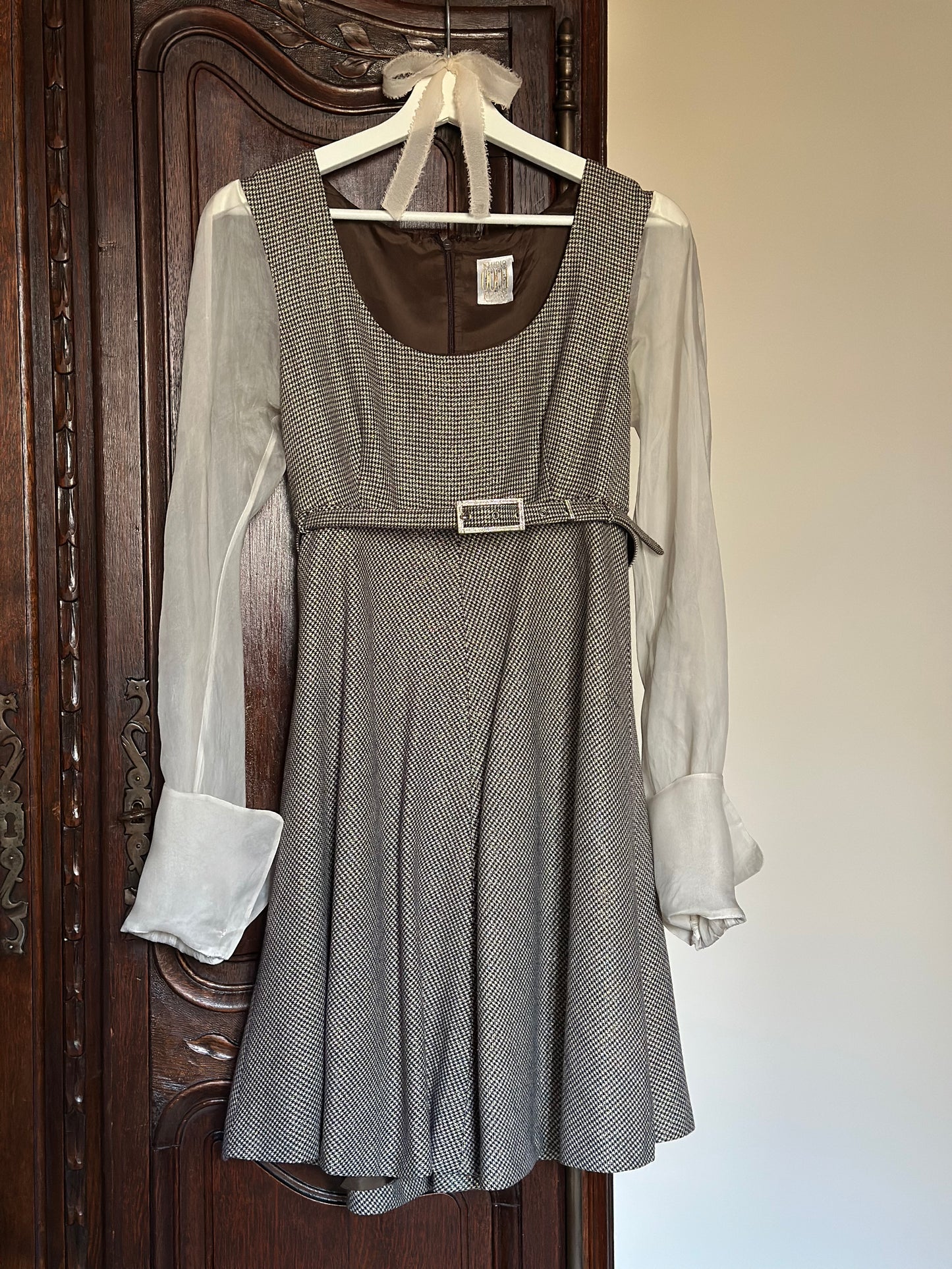 Vintage Gianfranco Ferré Wool Dress With Silk Organza Sleeves